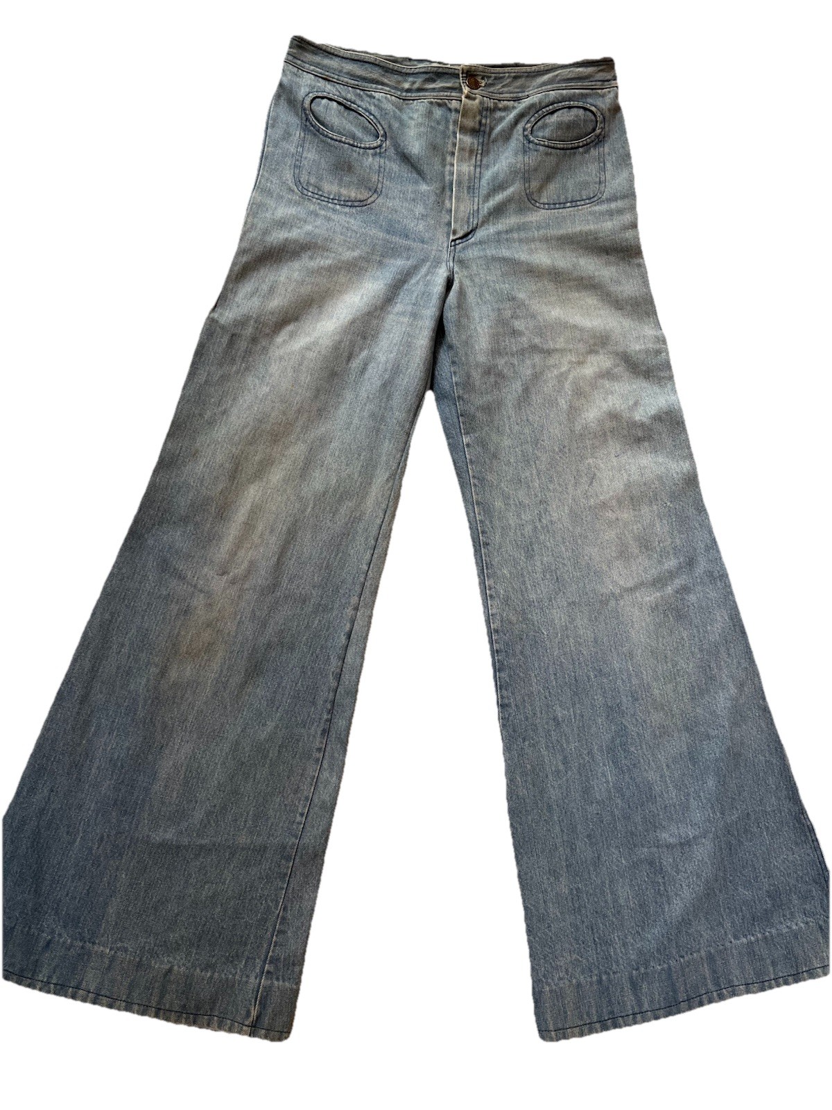Vintage 70s Norman Todd Bell Bottom Jeans Saddle Back Size 31.5 Rare 🍒🍒