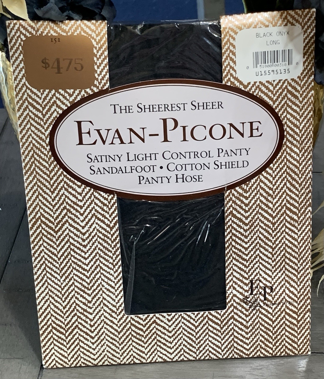 B7 VINTAGE EVAN-PICONE BLACK ONYX LONG STOCKINGS STYLE I5I SHEER PANTYHOSE Q