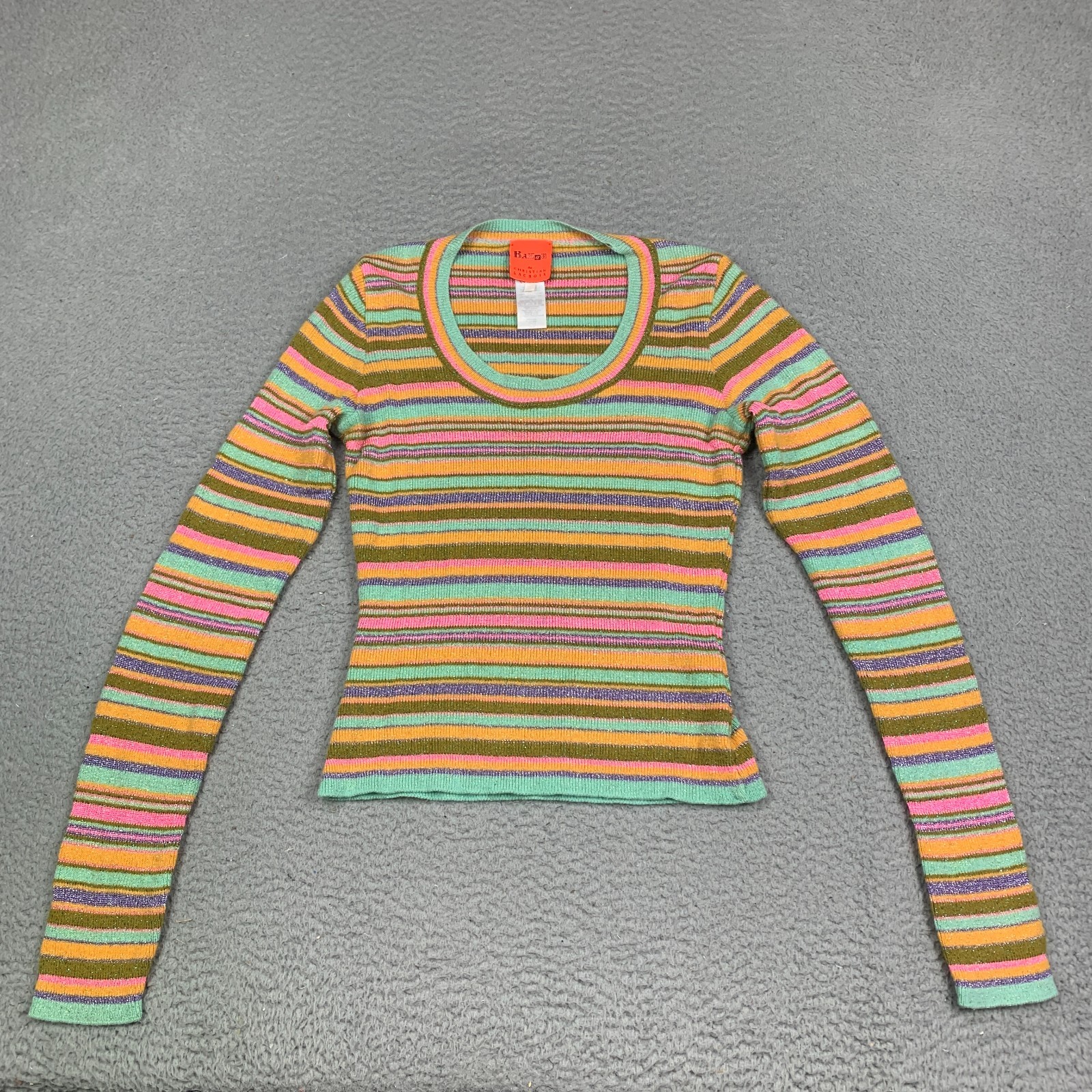 Vintage 90&rsquo;s Christian Lacroix Bazar Sweater Top XS Pastel Metallic Striped Knit