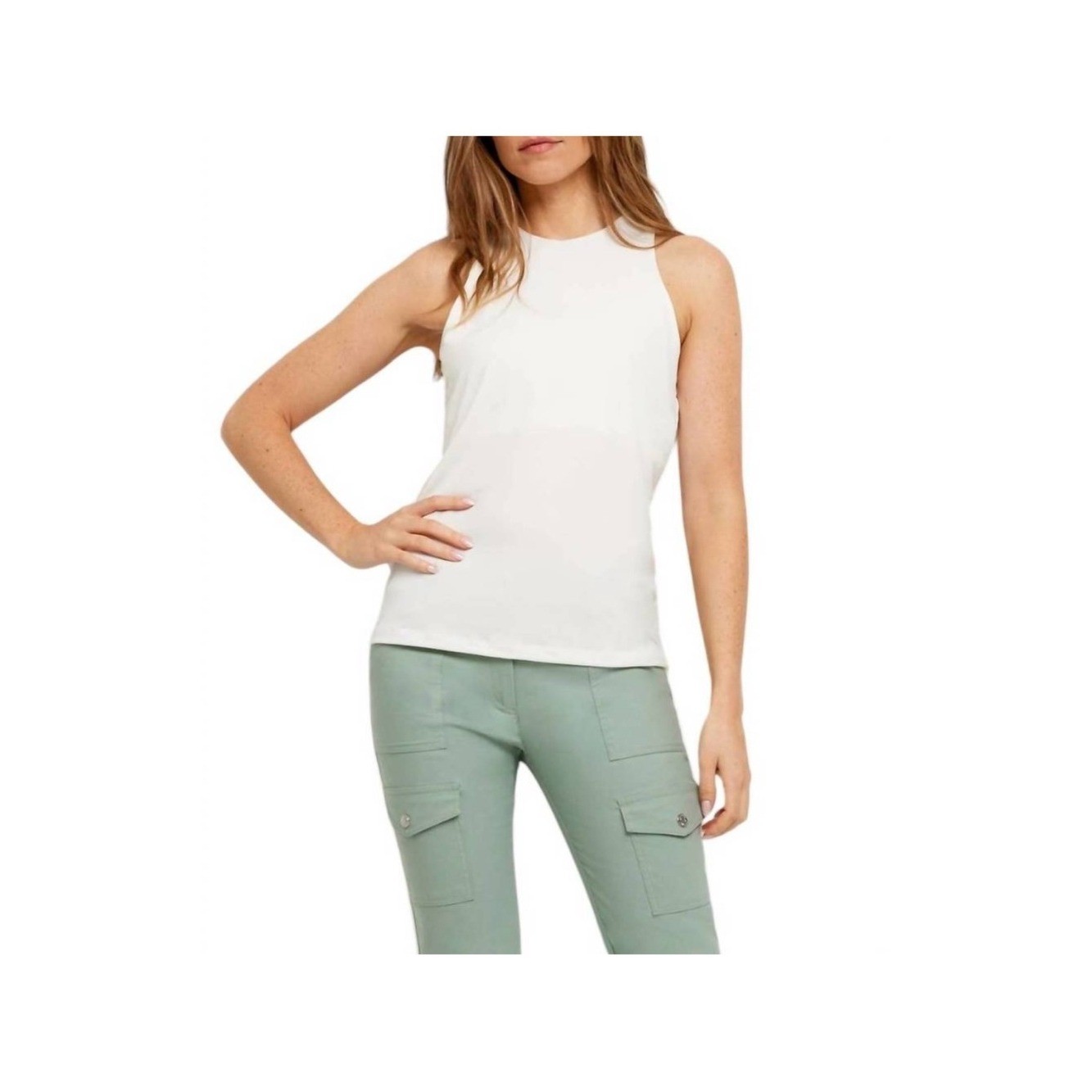 ANATOMIE Cami Luxe Halter Tank Top White