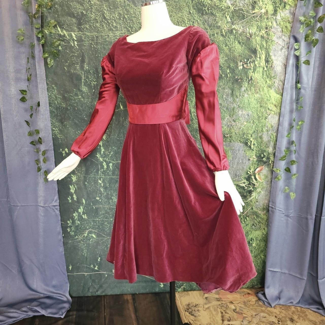Vintage Medieval Renaissance Revival Red-ish Velvet Satin Sleeve Dress Gown AsIs