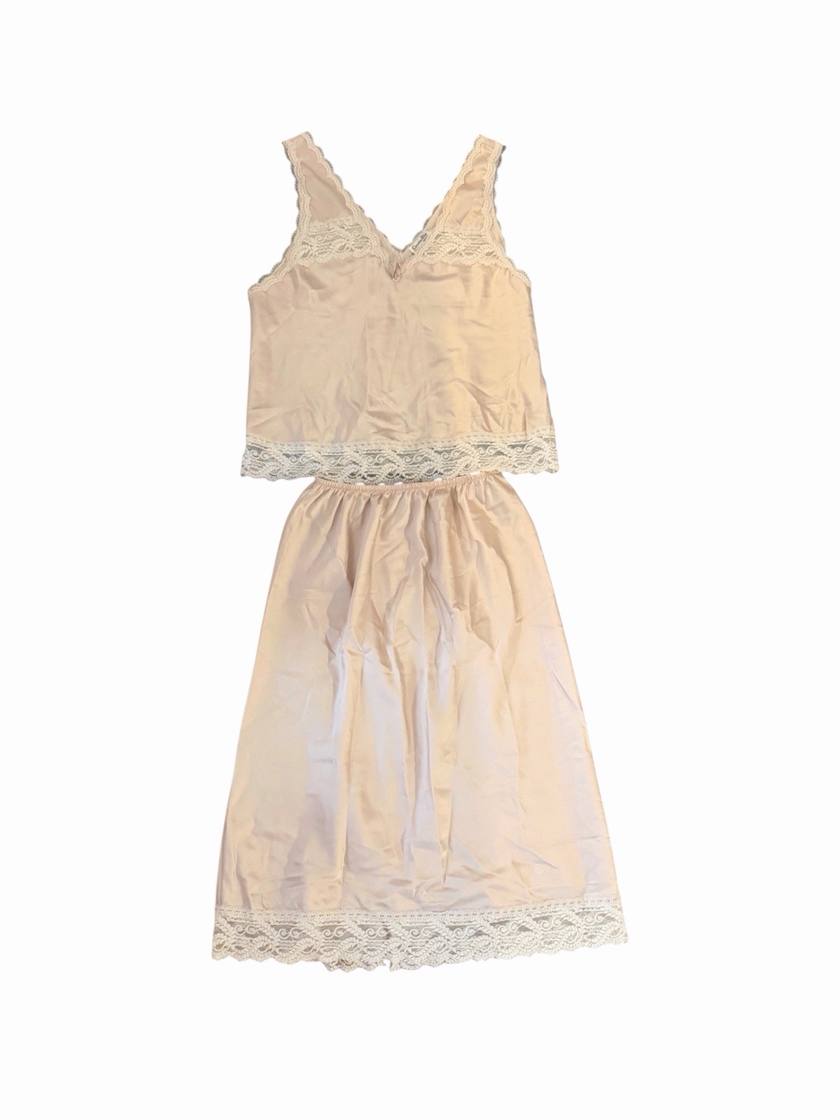 Christian Dior Beige Lace Trim Vintage Slip Regular Size Type Lace Fabric