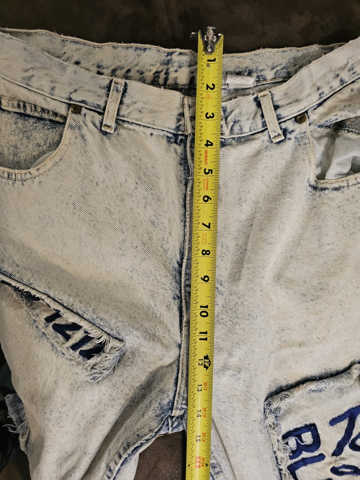 Vintage Kozmic Bluez Distressed Patchwork Jeans 36/32 USA Read Description!!