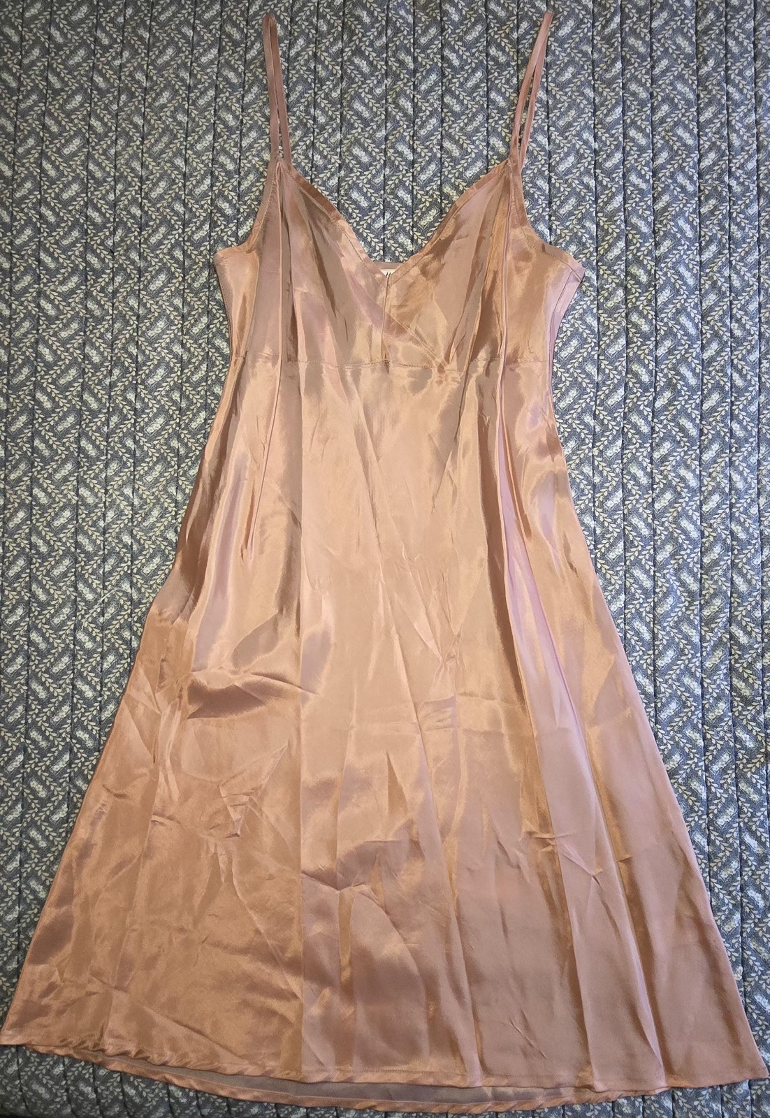 Blush Pink Beaded Sheer Mid-length Vintage Style Dress With Slip Size M