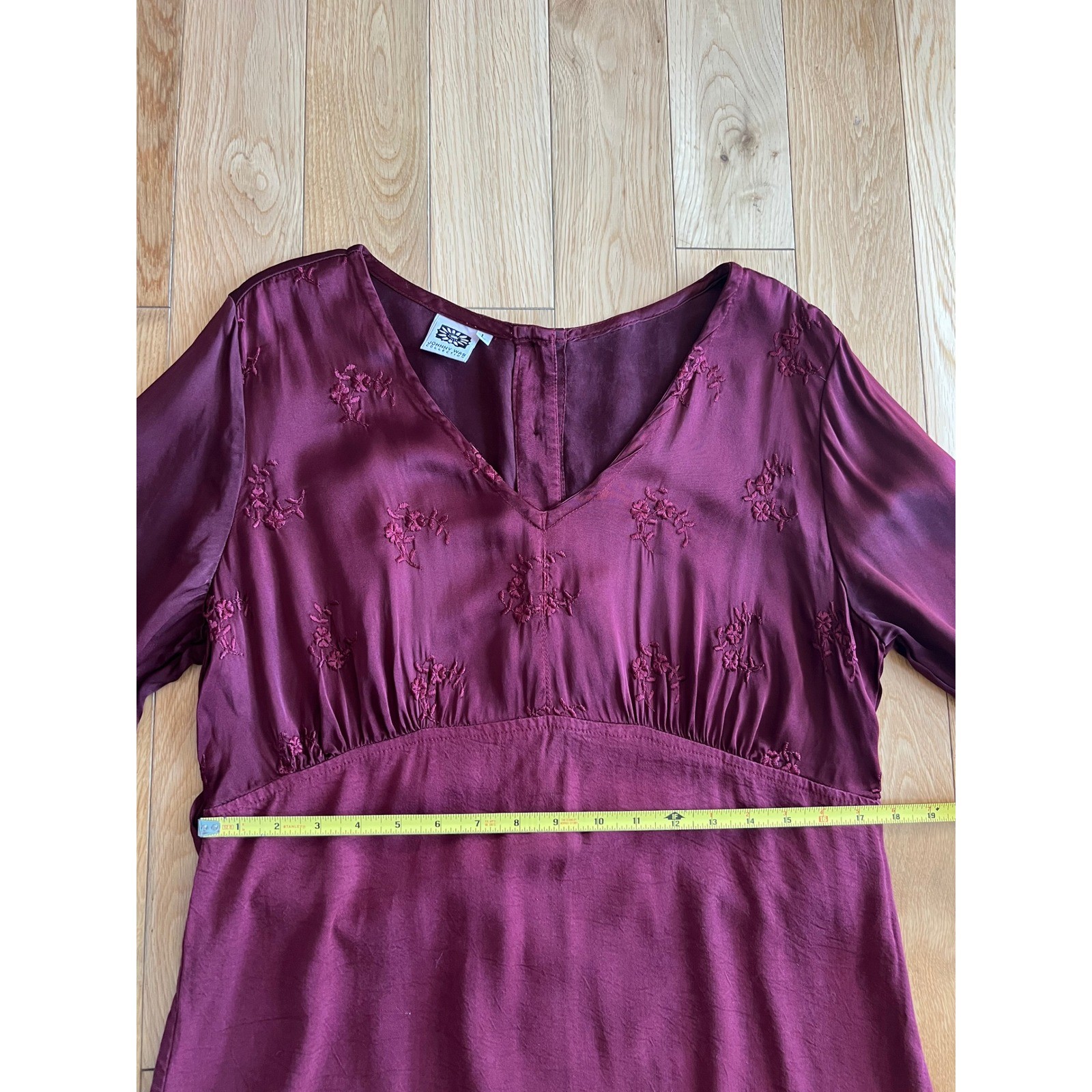 Vintage Johnny Was Collection Long Sleeve Embroidered Maroon Maxi Dress Womens L