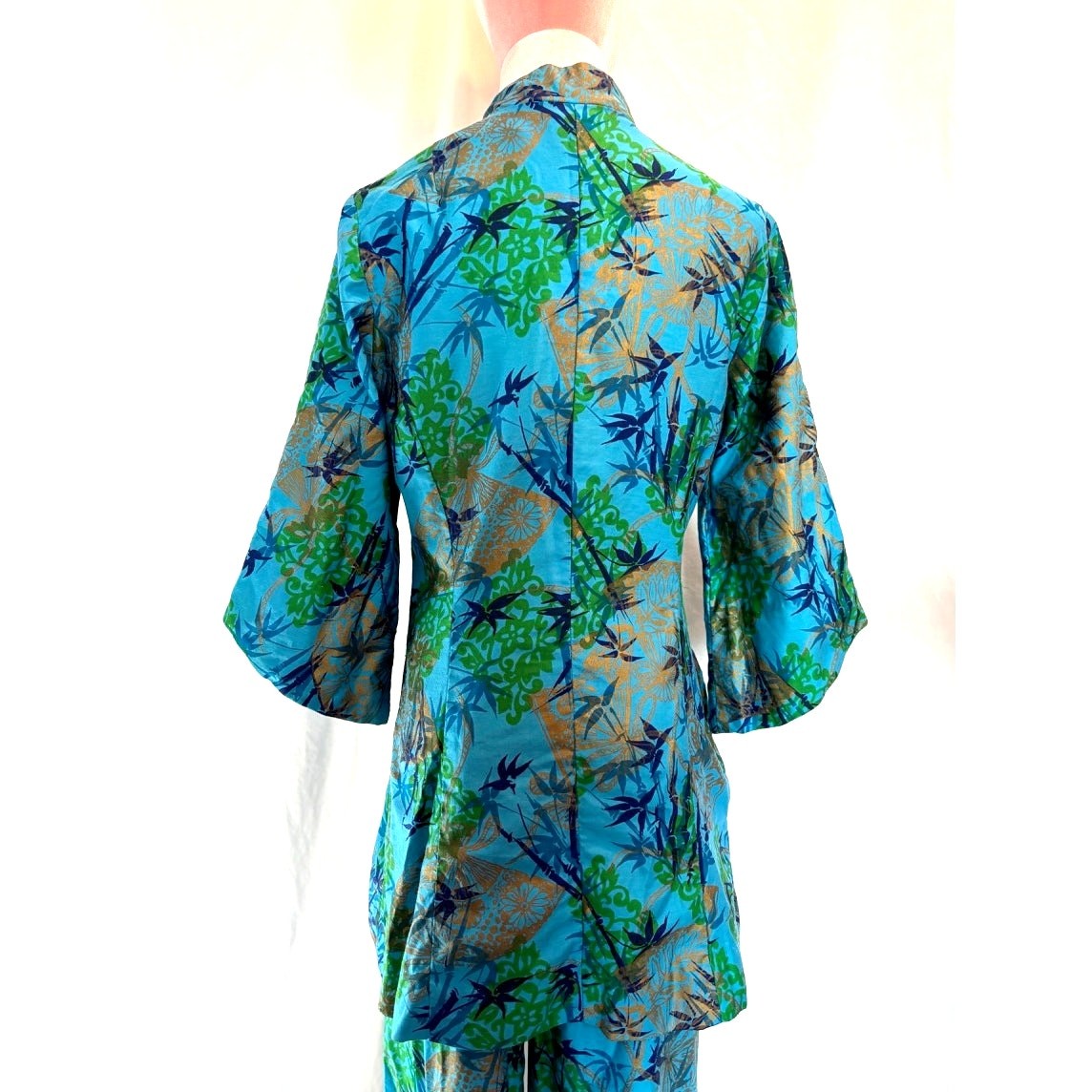 VTG 60 Alice Polynesian Fashions Jacket Pant Set TIKI Outfit Botanical Bamboo XS