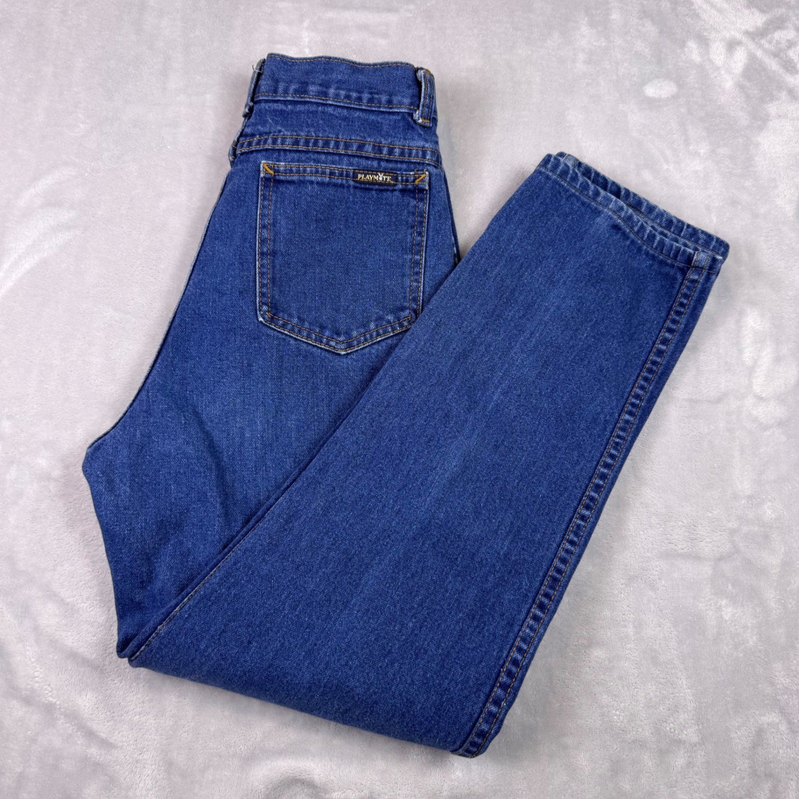 Vintage Playmate Playboy High Waisted Mom Jeans Medium Wash Blue Bunny Logo 26
