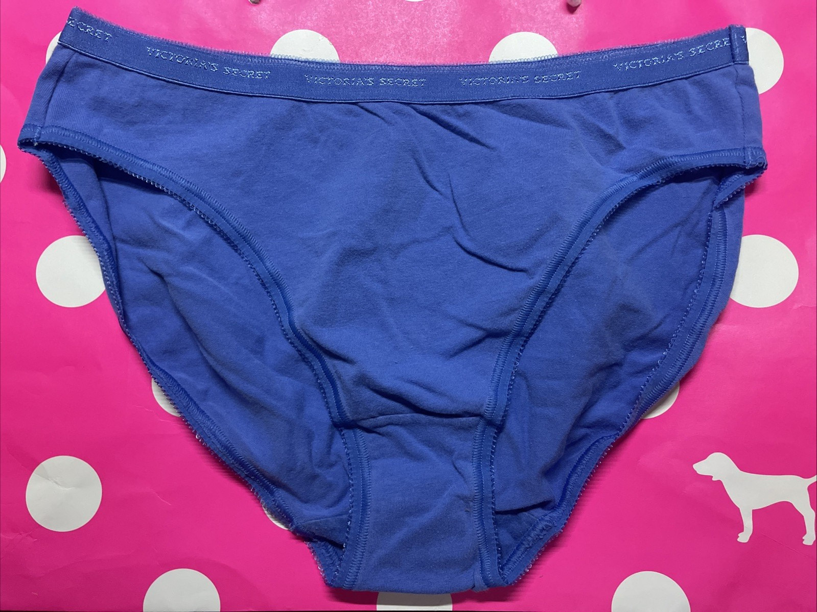 2010 Victoria Secret Vintage Cotton Logo Waist High Leg Brief Panties Medium M