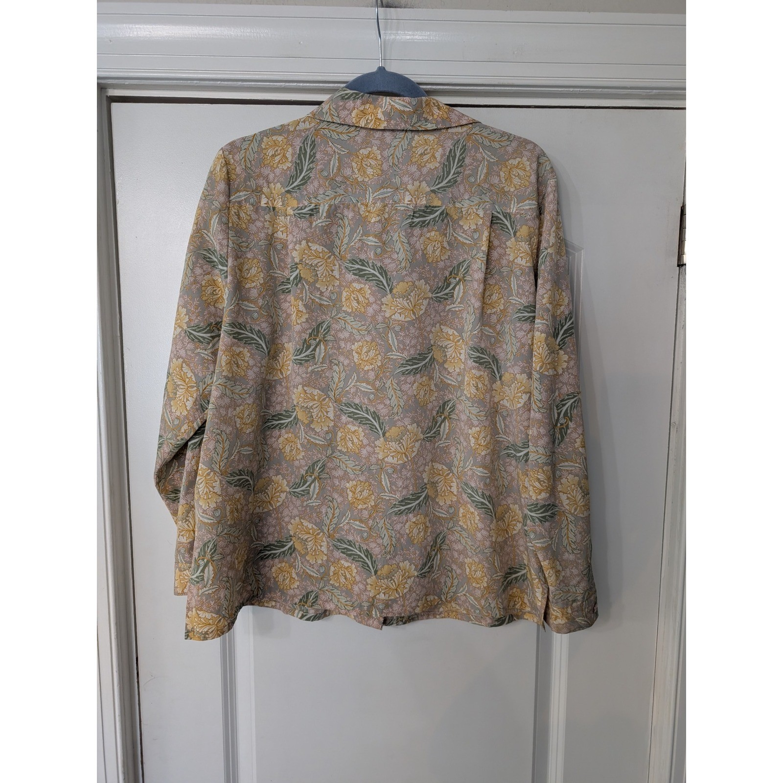 Vintage UU Tokyo Sasami Floral Button Up Blouse Made in Japan Yellow Green