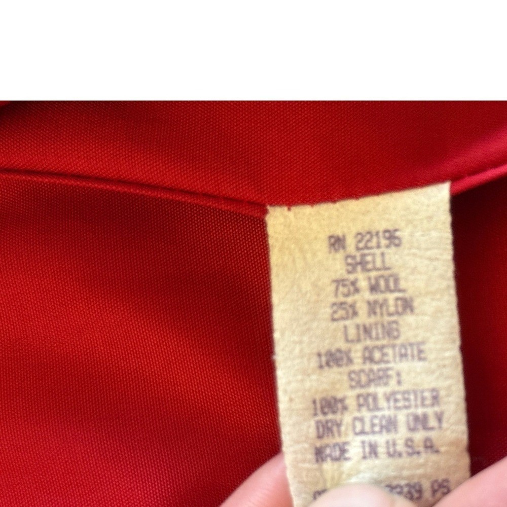 Petite Sophisticate Vintage Red Wool Blend Double Breasted Long Coat Made in USA