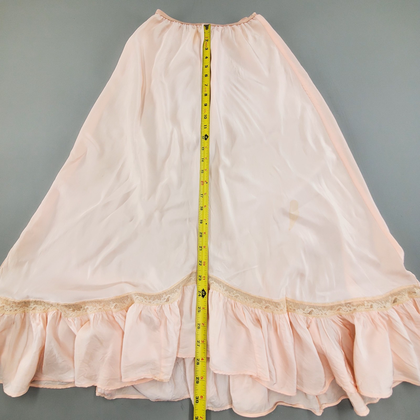 Vintage 1940s Du Barry Pastel Pink Ruffled Slip Skirt Size XS