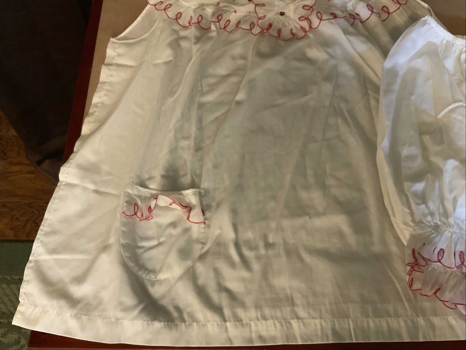 VTG Barbizon Nightie Bloomers M Ruffle Cottagecore Red Heart Blendaire Batiste