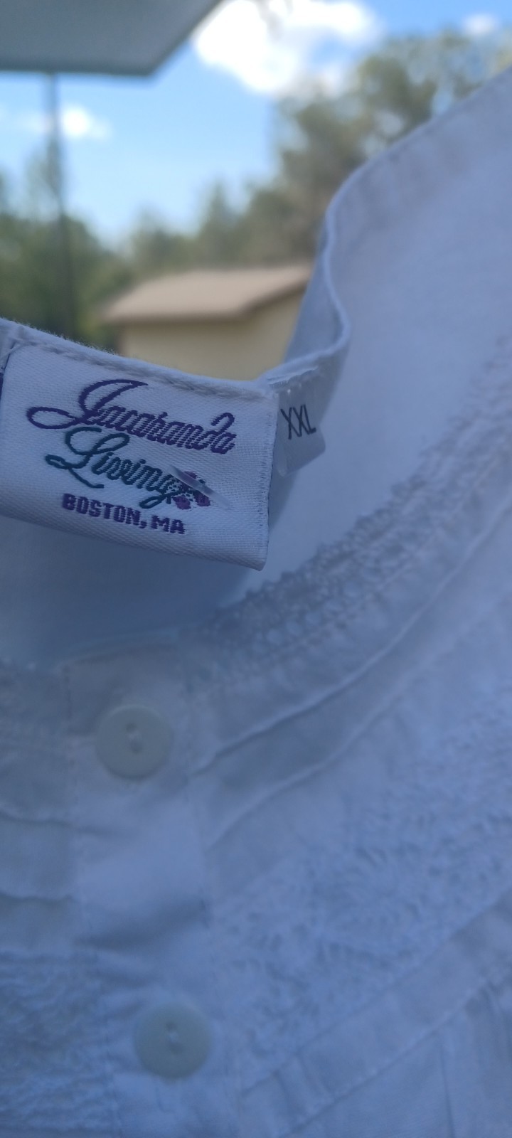 Jacaranda Living Beautiful White 95% Cotton Nightgown Made In USA Boston MA 2X