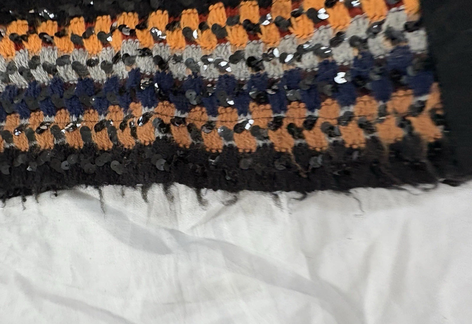 Vintage Lilli Diamond Crochet Sequin BOHO MAXI Skirt Small Black Striped STRETCH