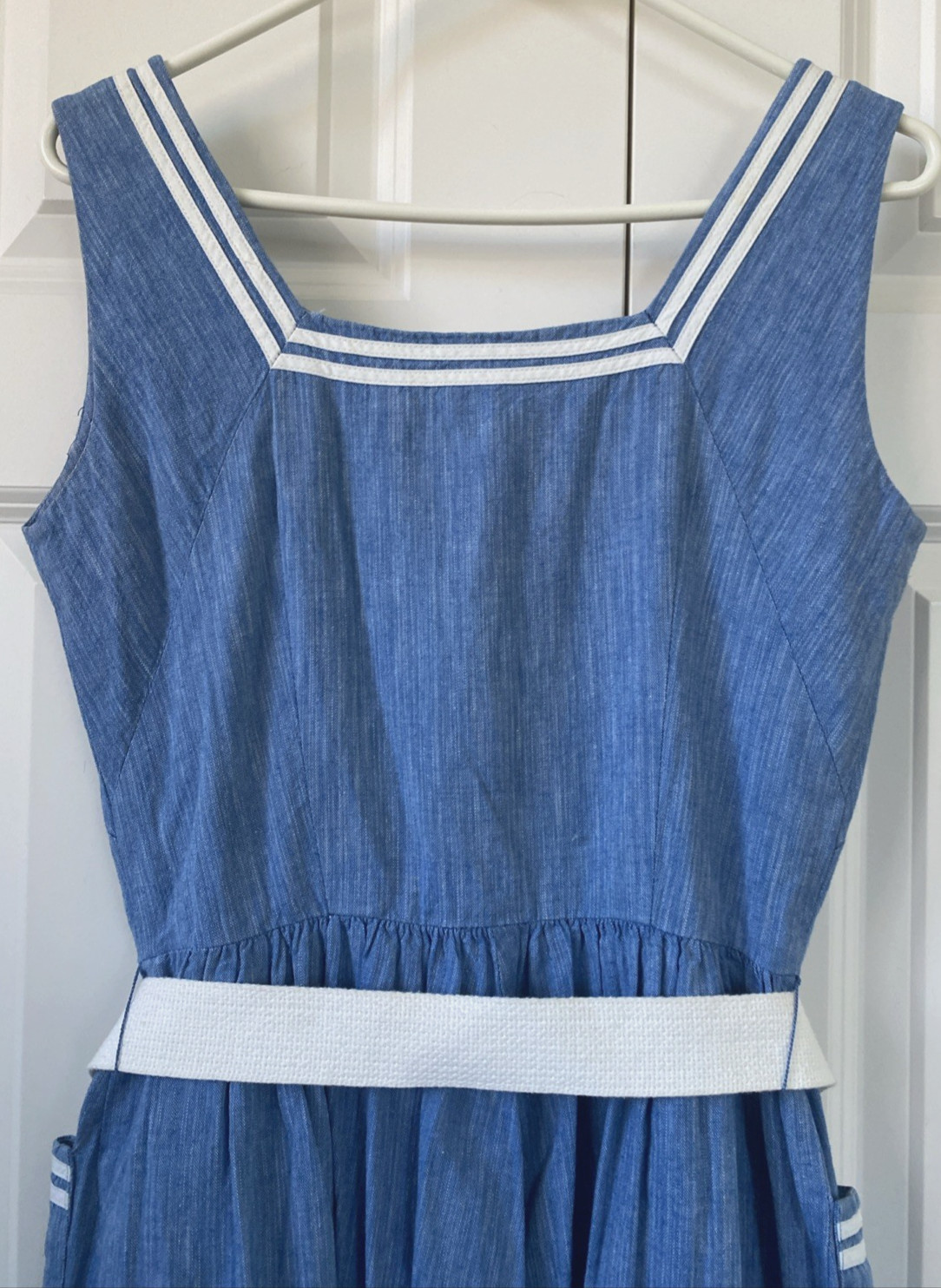 Classic VTG 50S STRAWSTACK Blue Cotton SHIRTWAIST DRESS