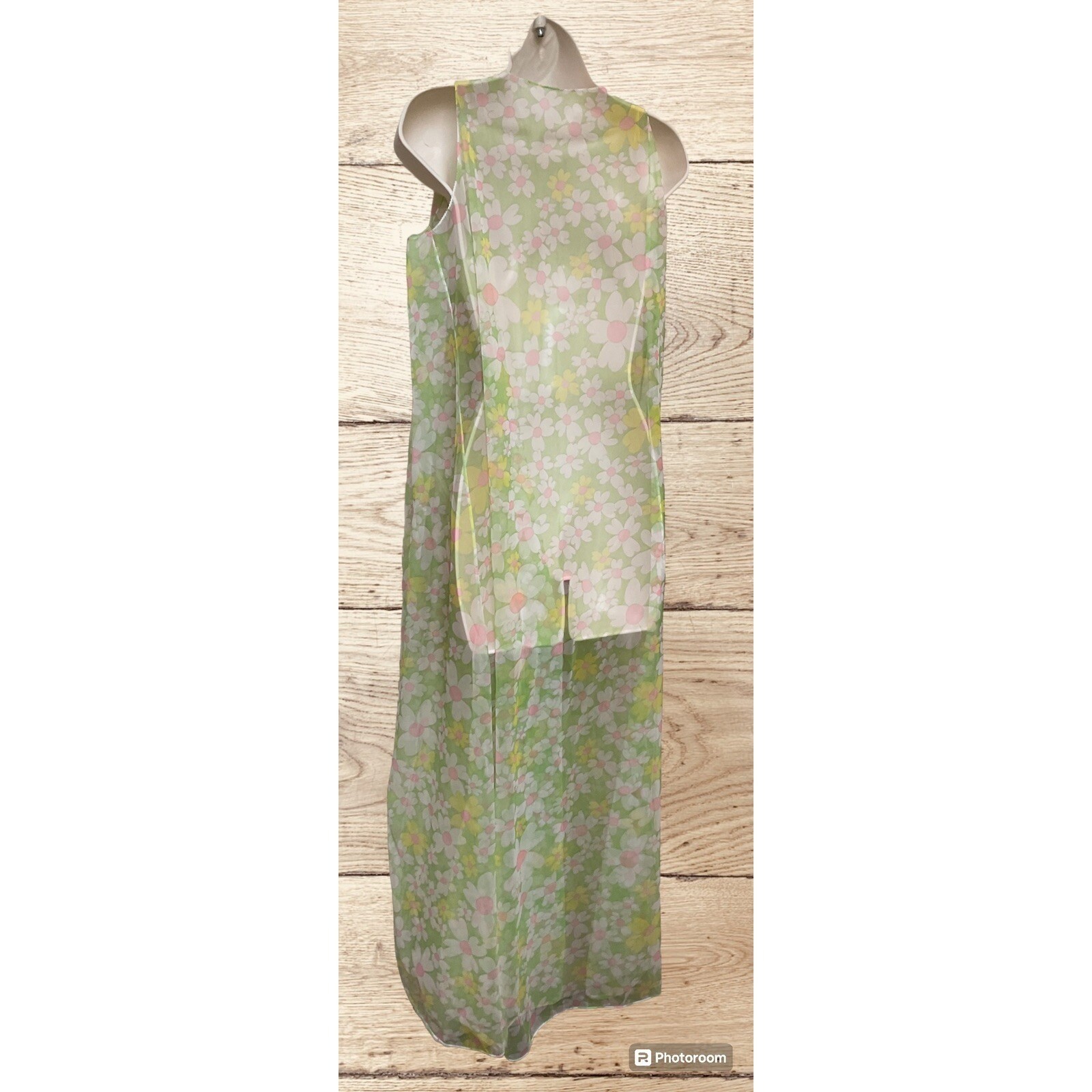 Vintage Van Roalte Hostess Dress Coverup Sheer Daisy Groovy Mod Size Small Rare
