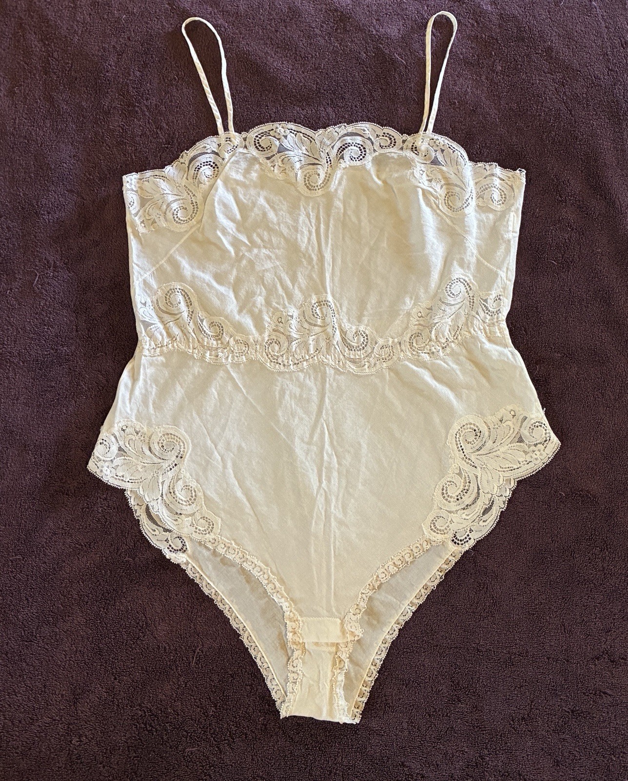 Vintage WonderMaid Cotton Wedding Teddy ILGWU Bridal Lace White USA Sz 36