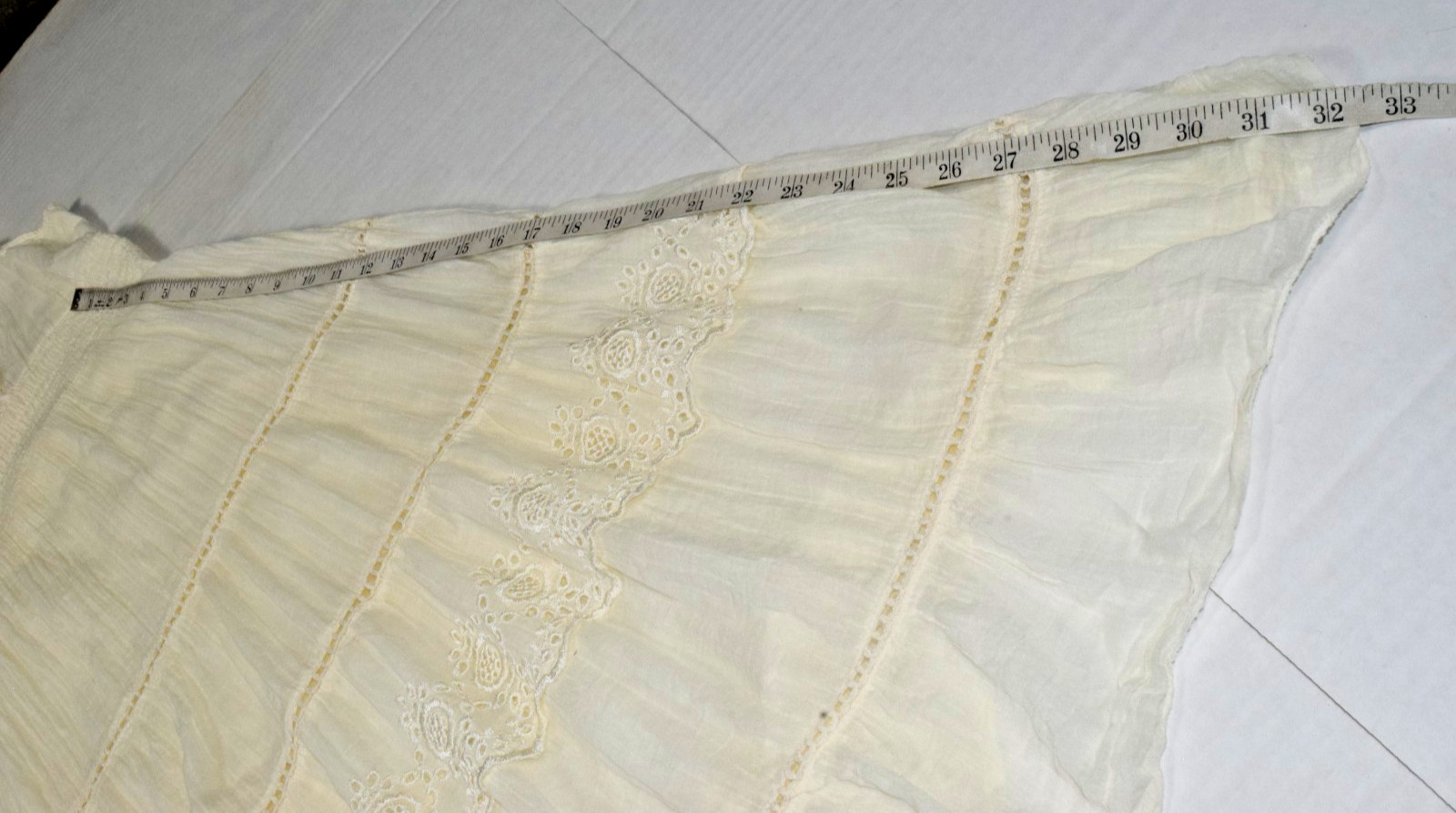 Vintage Dress SR Fashion Size M Y2K Ivory Gauzy Cotton Eyelet Lace Trim Layered