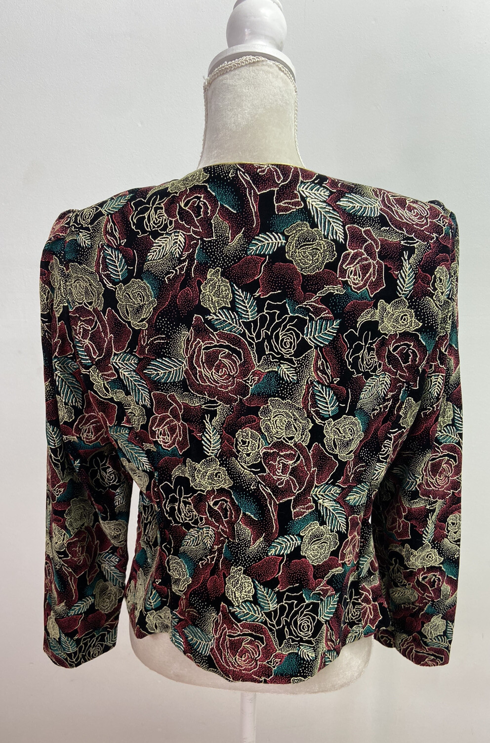 Another Thyme Vintage Multi Color Floral Puffed Sleeve Blazer Size 14 Textured