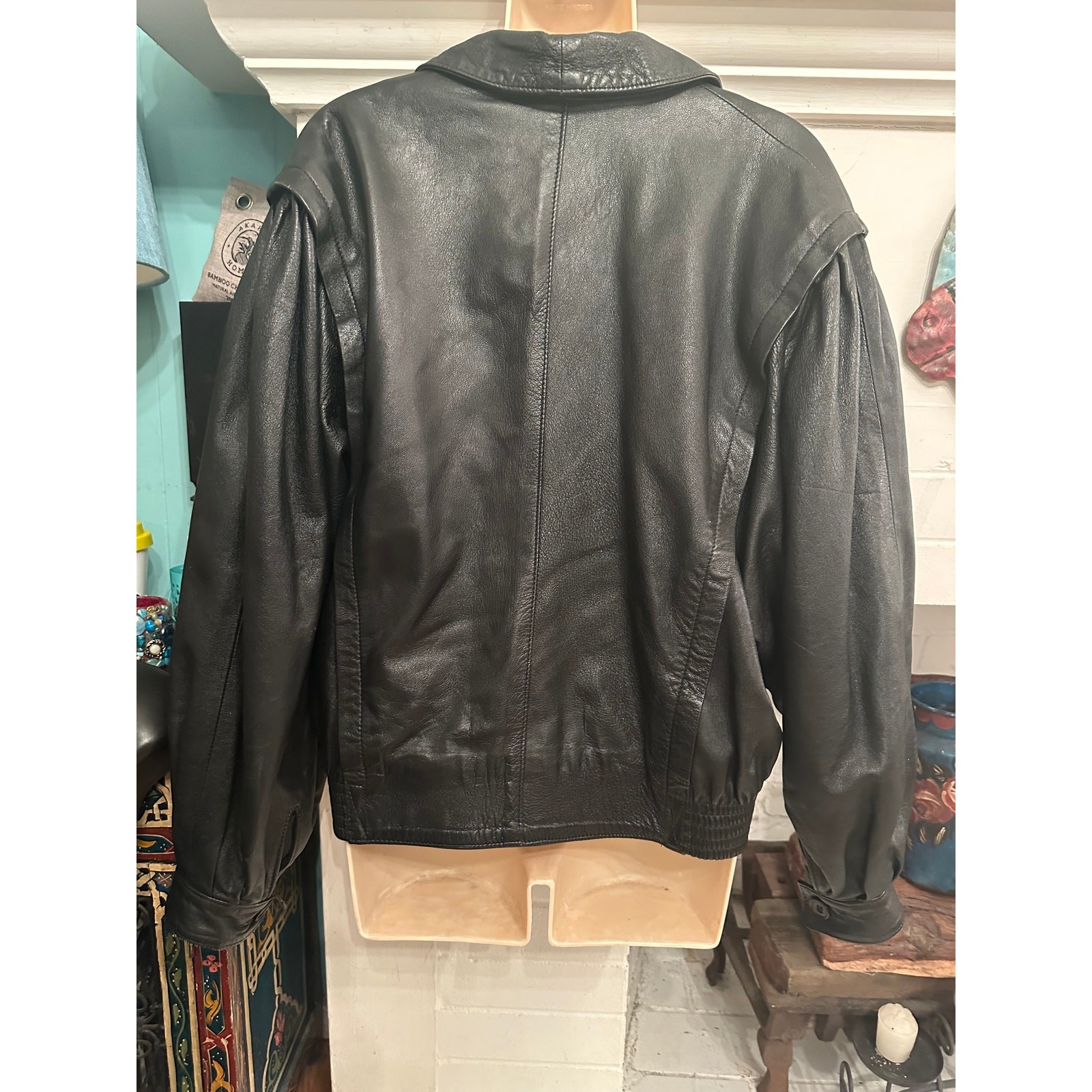 VINTAGE SLOUCHY BLACK LEATHER DOLMAN SLEEVE JACKET MADE IN ENGLAND TAYLOR SWIFT!