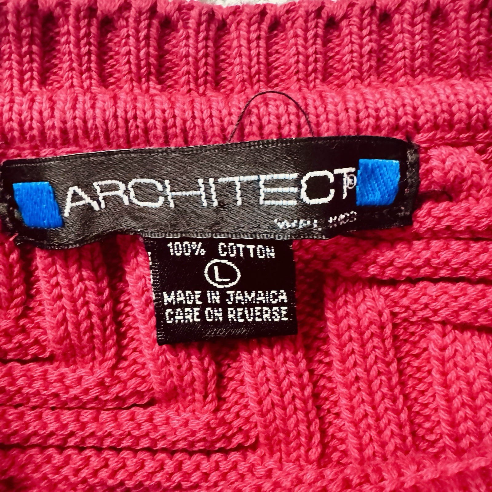 Vintage Architect 3D Textured Knit Sweater Women’s L Red 100% Cotton Jamaica