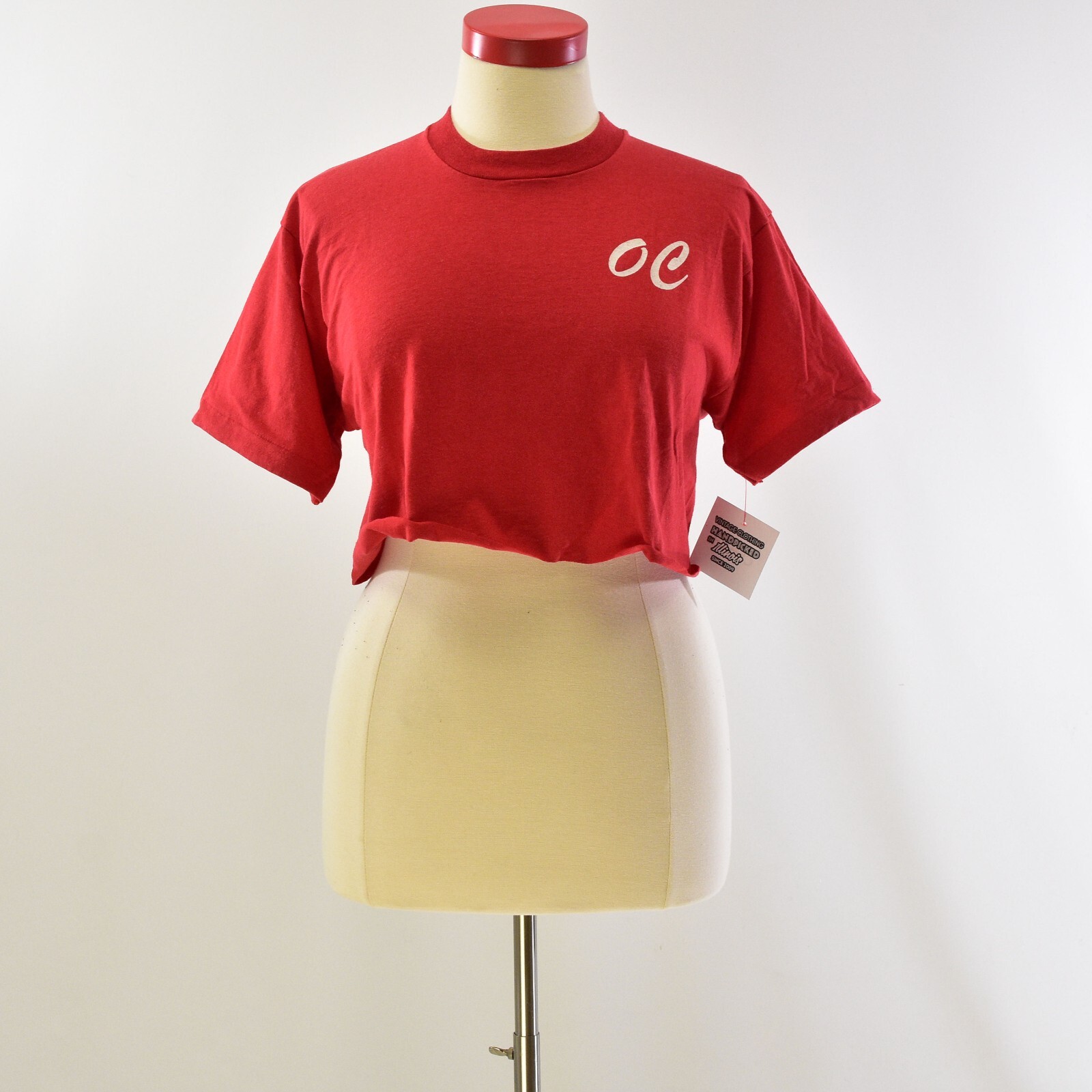 90s Red Double Sided Graphic Print Cropped Tee Shirt Womens XL Screen Stars Best