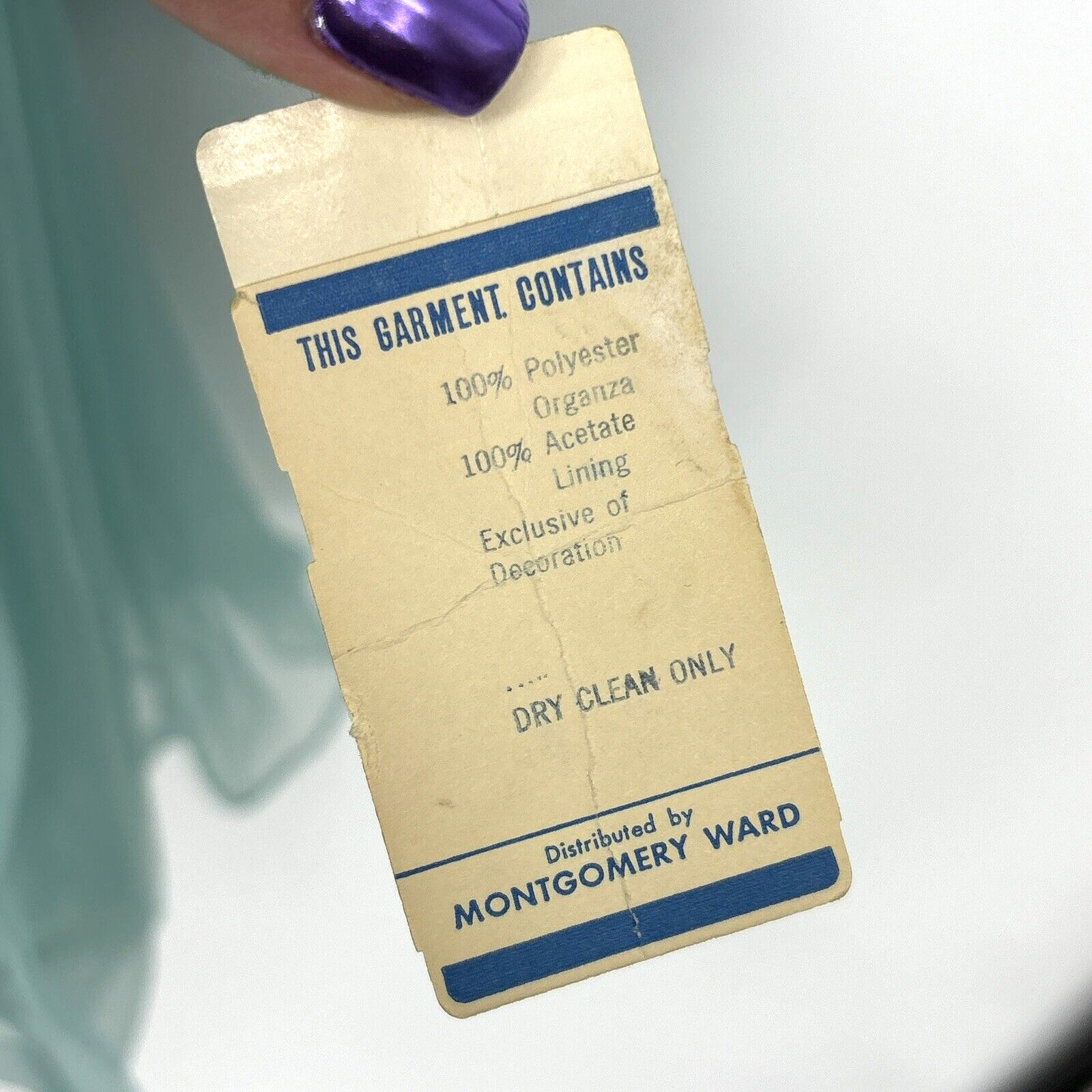 Vintage 1950&rsquo;s Montgomery Ward Aqua Chiffon Dress Gown 26&Prime; Waist Tags *READ*