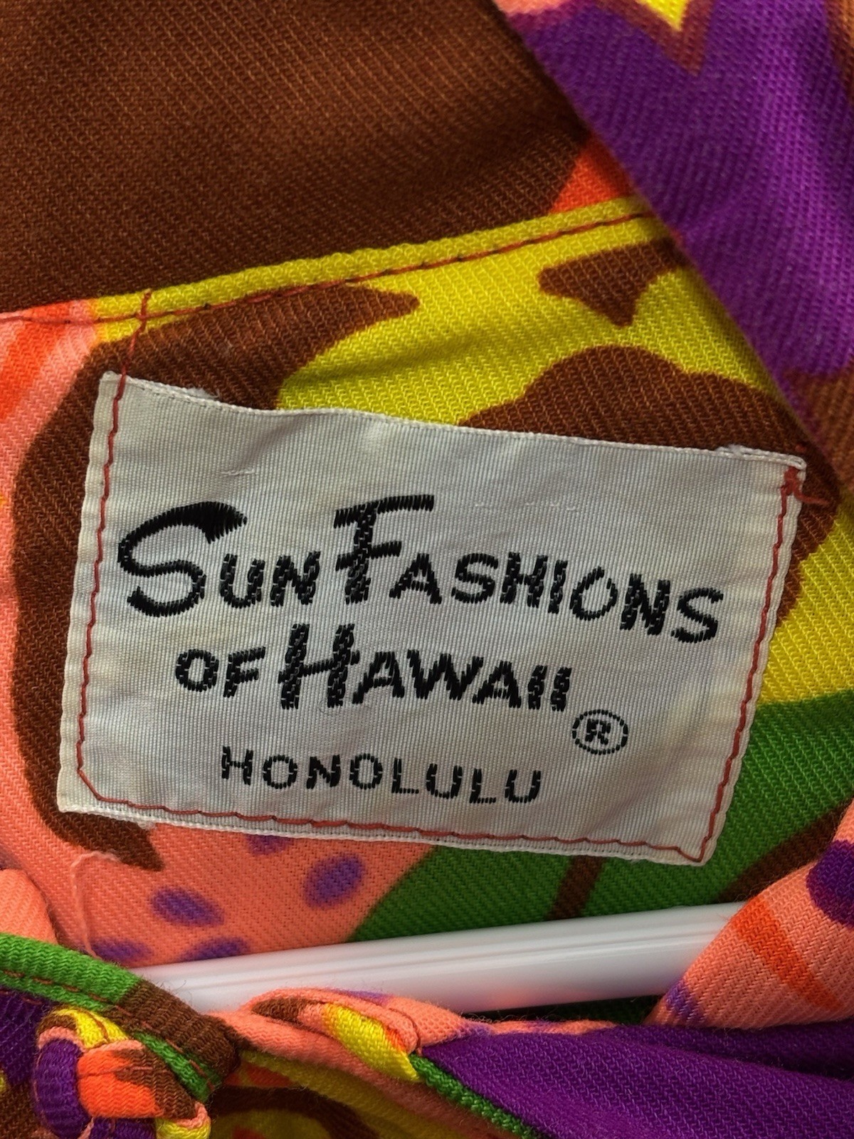 Vintage Sun Fashions of Hawaii Floral Dress Woven Cotton Bold Flowers Sleeveless