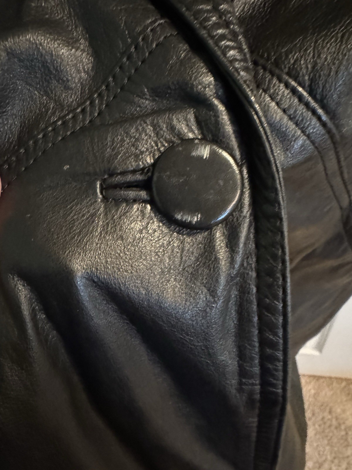 Jacqueline Ferrar Vintage Medium Trench Coat 1980s-90s Black Genuine Leather