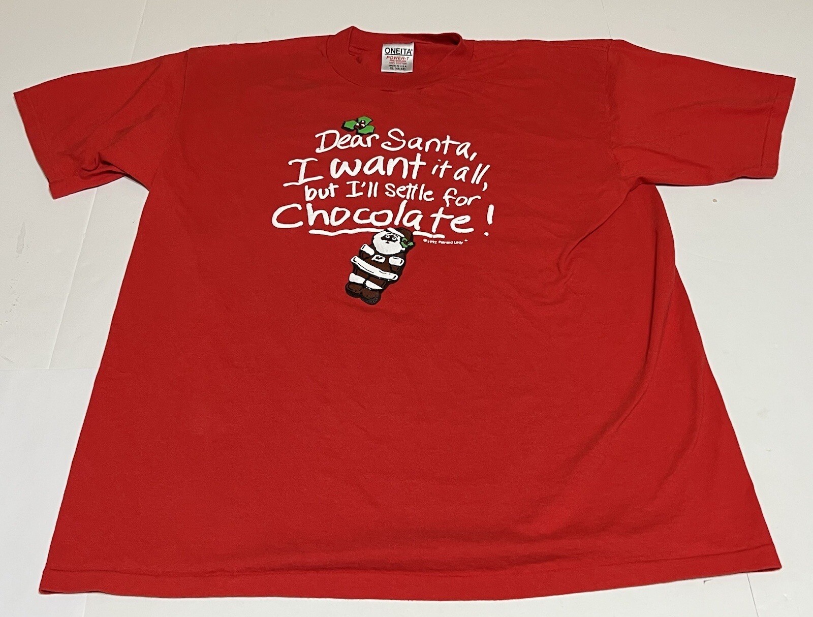 Vtg Santa I Want it All But I’d Settle For Chocolate T Shirt Sz XL Single Stitch
