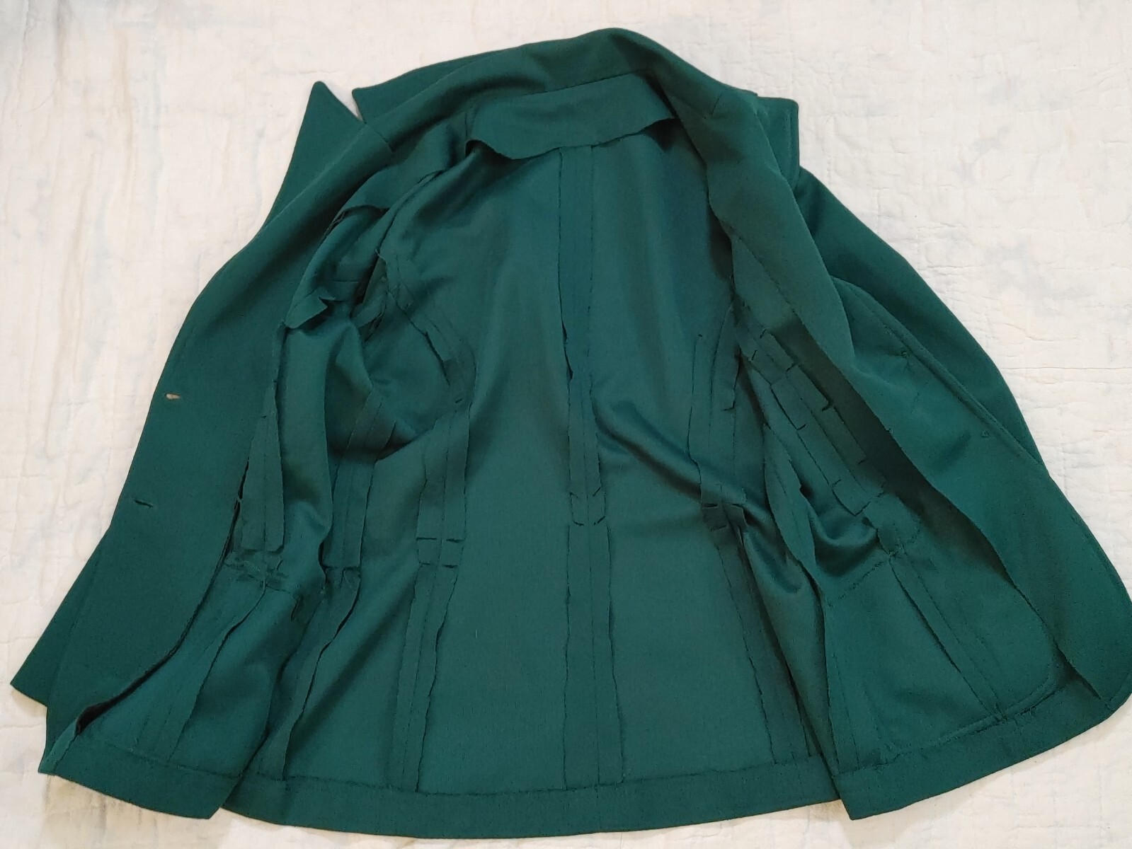 Vintage 80s Green Polyester Blazer Jacket Homemade Womens S/M Grannycore