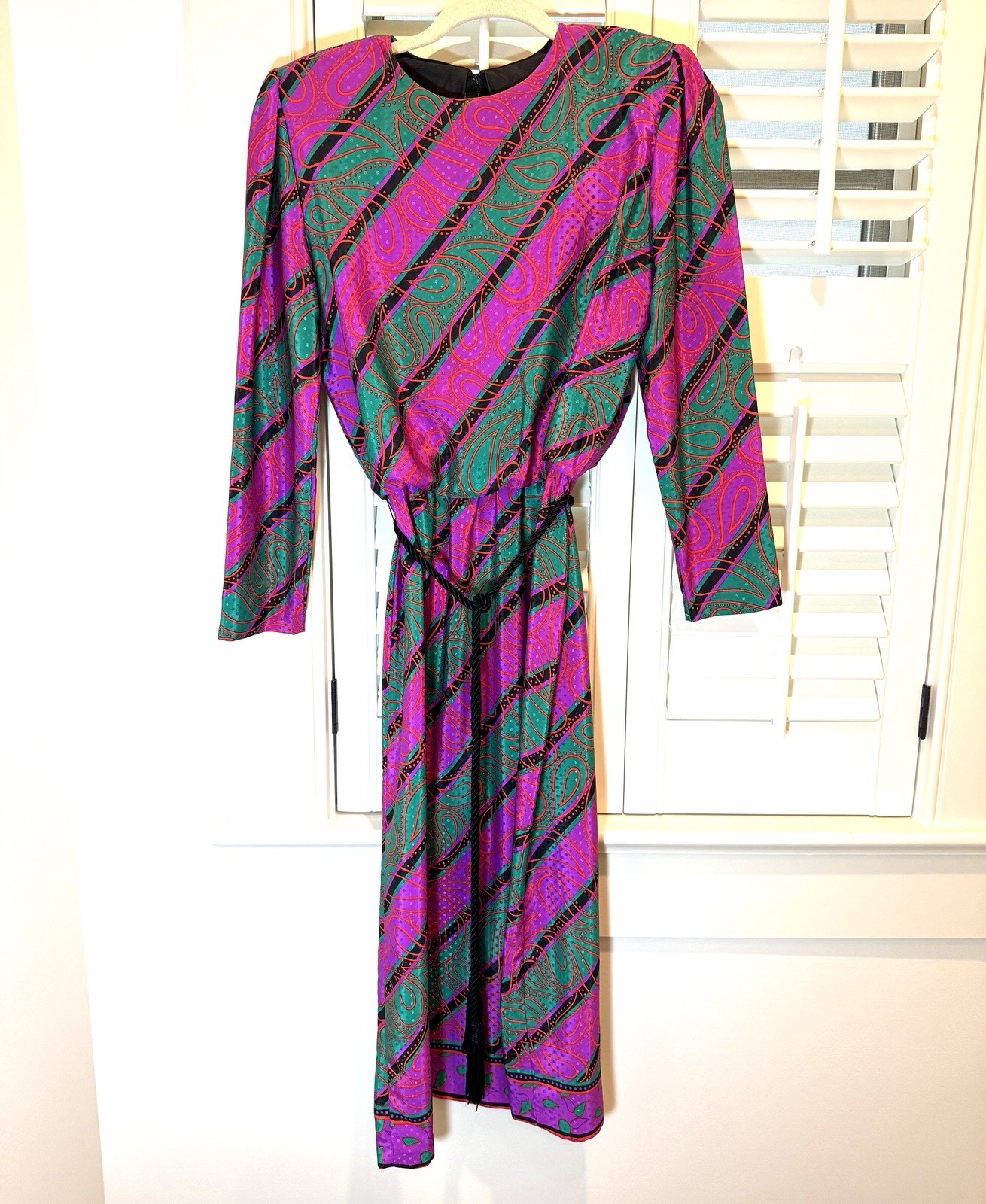 Toni Todd Dress Vintage Union Made Women’s Size 12 Tassel Belt Long Sleeve EUC