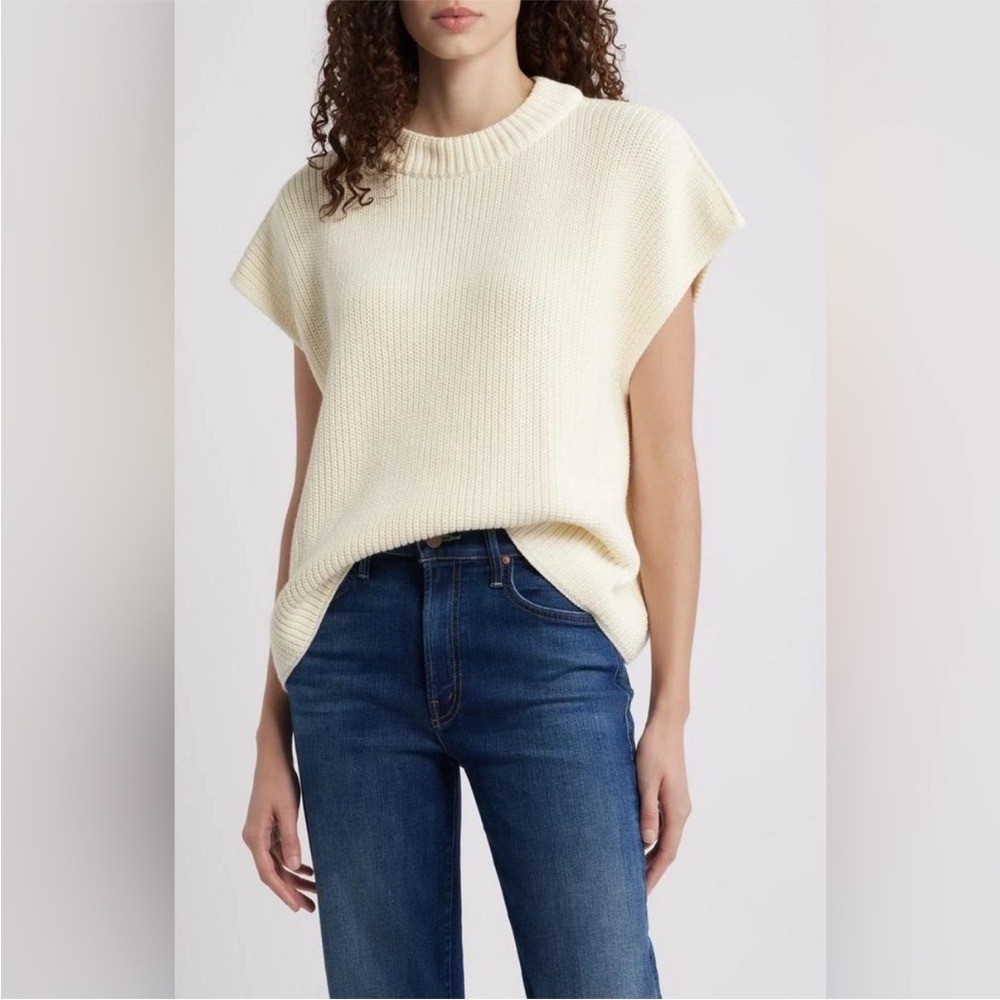 NEW Frank & Eileen Montecito Italian Sweater Vest Cream Size L