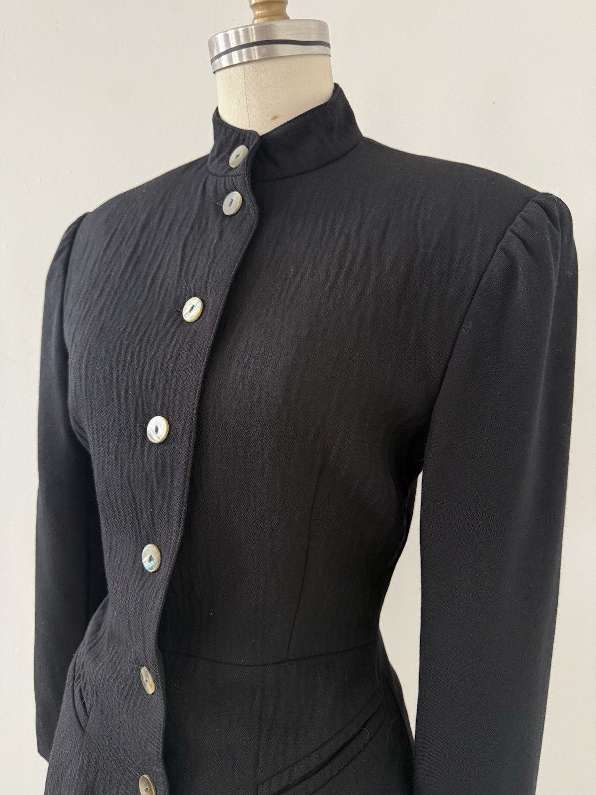 80s Avant Garde Paris Designer Premonville Dewavrin Fitted Wool Tailcoat Jacket