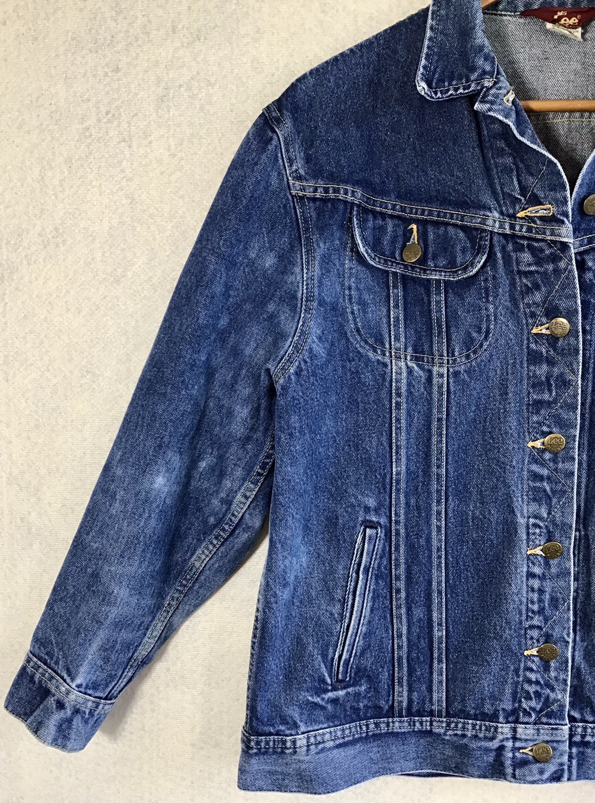 EUC Vintage 80s Ms Lee Oversized 11/12 100% Cotton Denim Jean Trucker Jacket A13