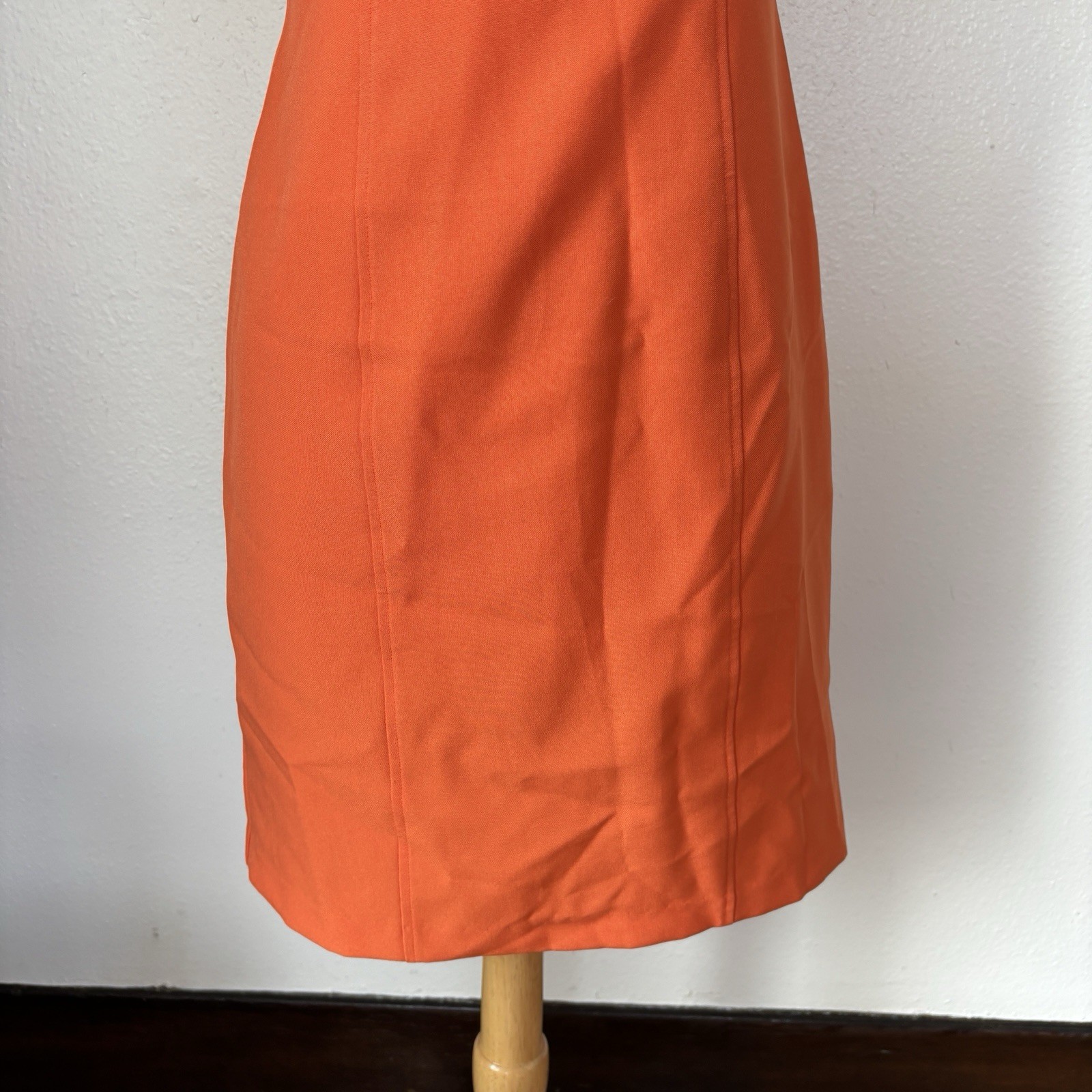 Vintage 90s Solid Orange Sleeveless Sheath Dress Size 5/6