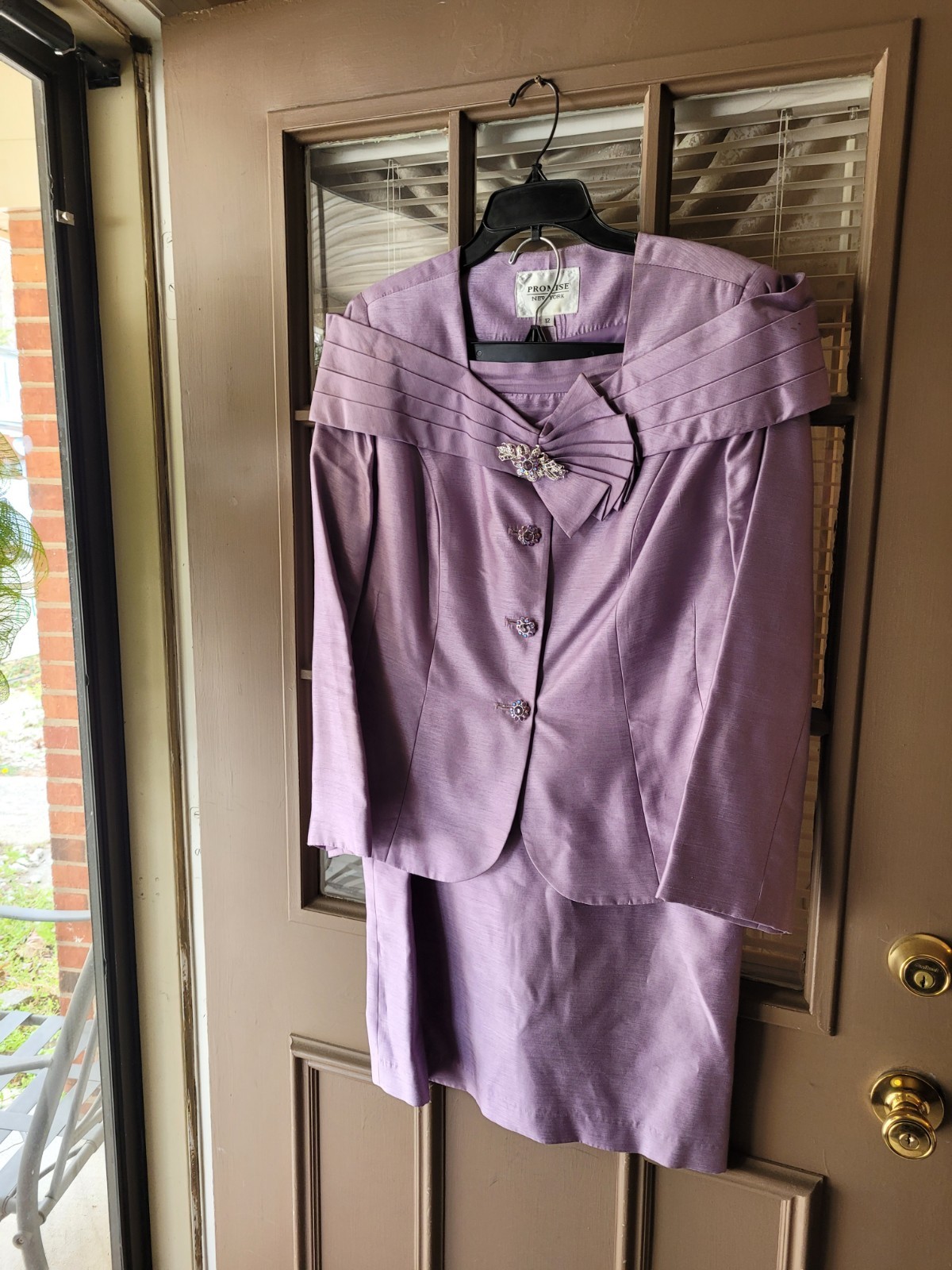 Promise Fashions Purple Skirt Suit Set with Jacket Regular Size Women&rsquo;s Lavender
