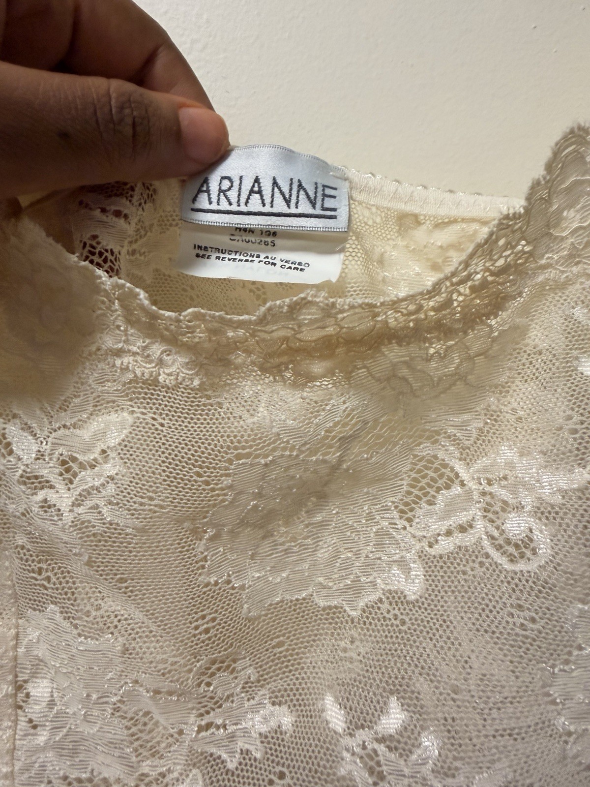 Vintage Arianne Cream Floral Lace Camisole Tank Top Sheer Lingerie Y2K