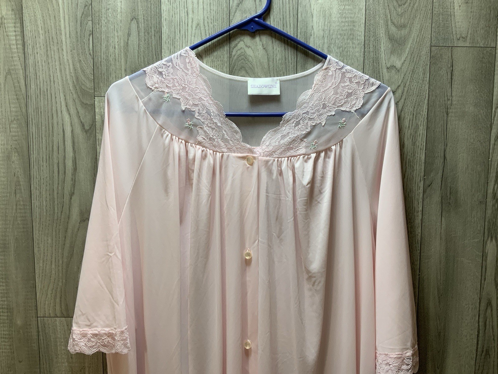 Vintage Shadowline Pink 3 Piece Set Nightgown/Pants/robe House Coat Size 44 Larg