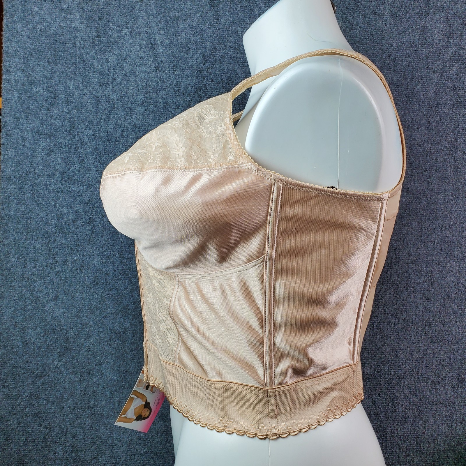 VTG Long Line Bullet Bra Corset Bustier Cincher Shaper 40DD Pin Up Lingerie