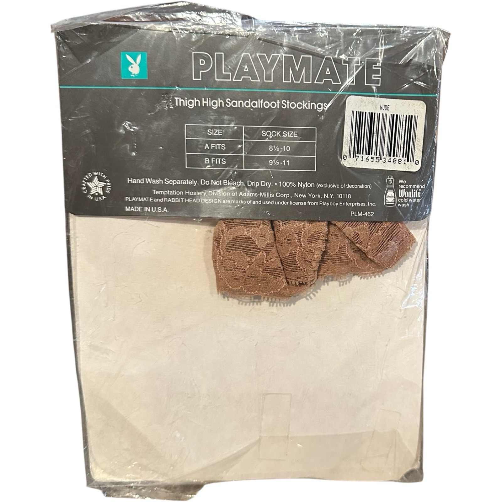 Playboy Playmate Thigh Highs Sandalfoot Nude Lace Stockings Lingerie VTG NOS