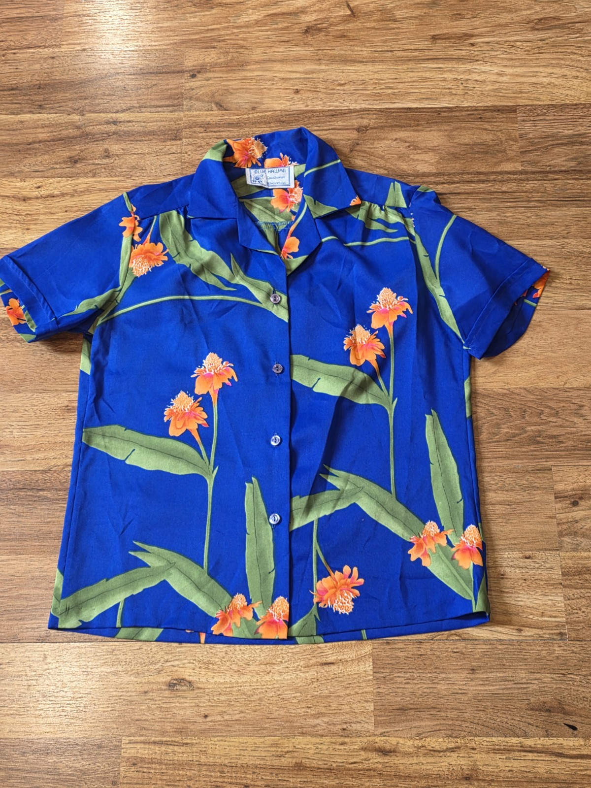 Vintage Blue Hawaii Made in Hawaii Hawaiian Shirt Bright Color Floral Women&rsquo;s Sm