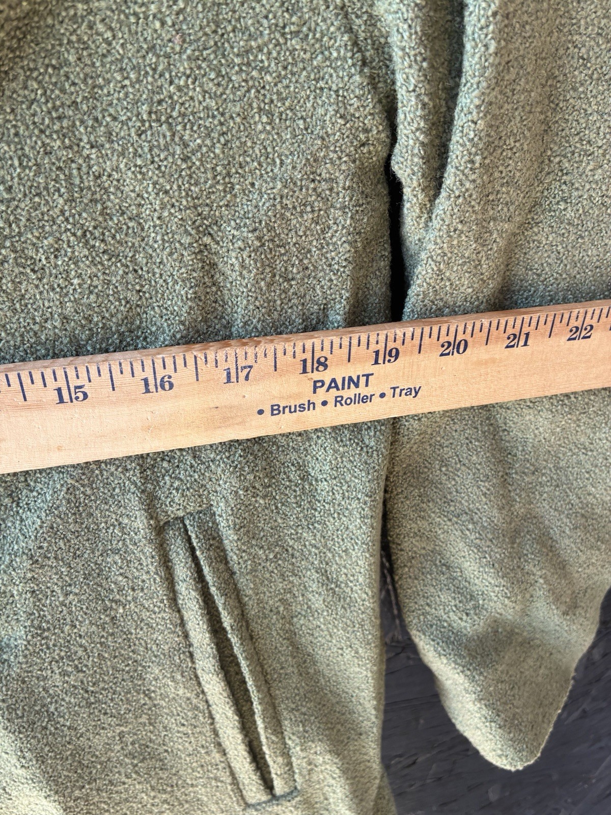 Vintage 50s Tweed Wool Rabbit Fur Collar Swing Green Coat M USA (Union Made Tag)