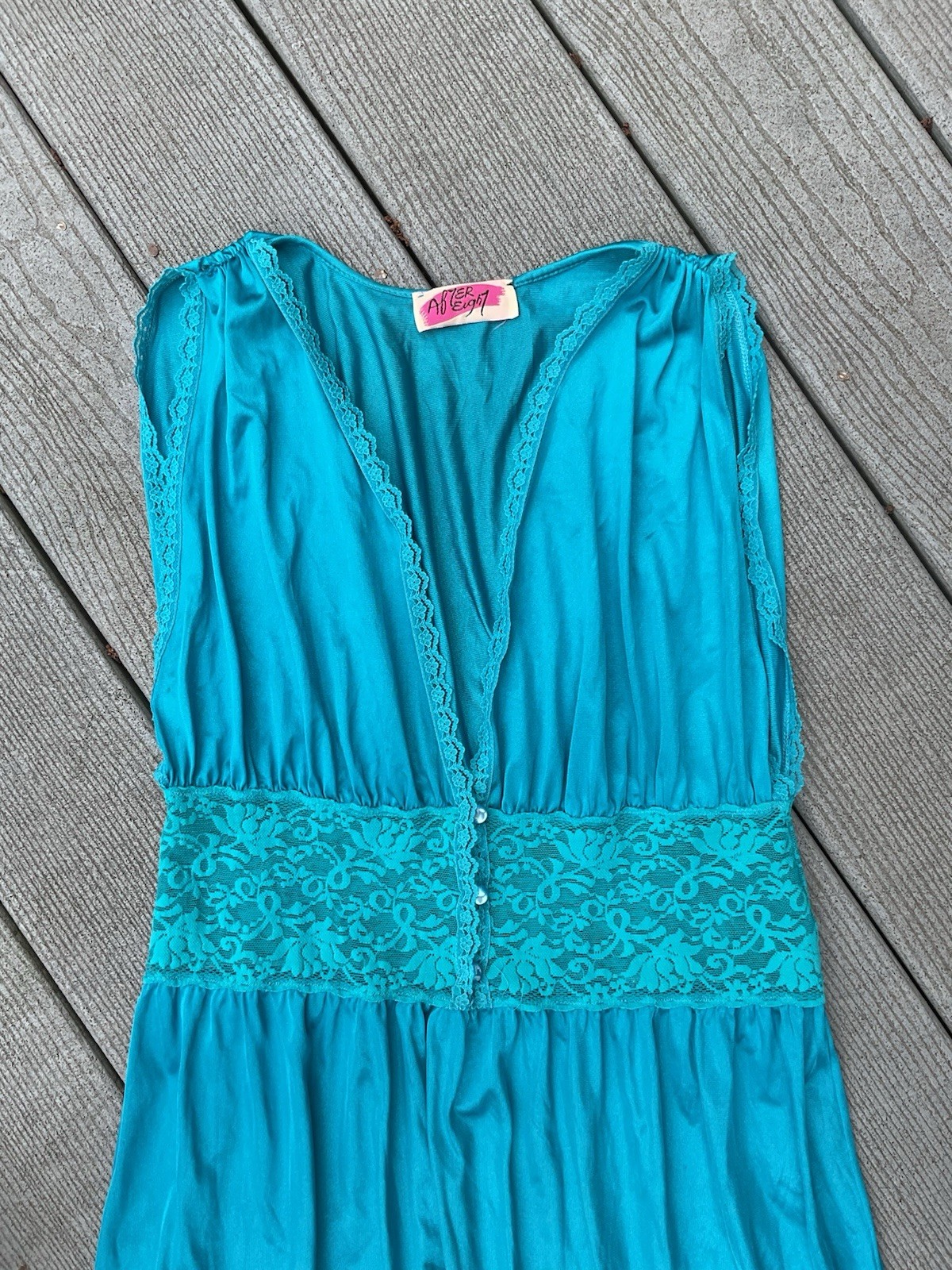 Vintage After Eight Turquoise Long Nightgown M/L