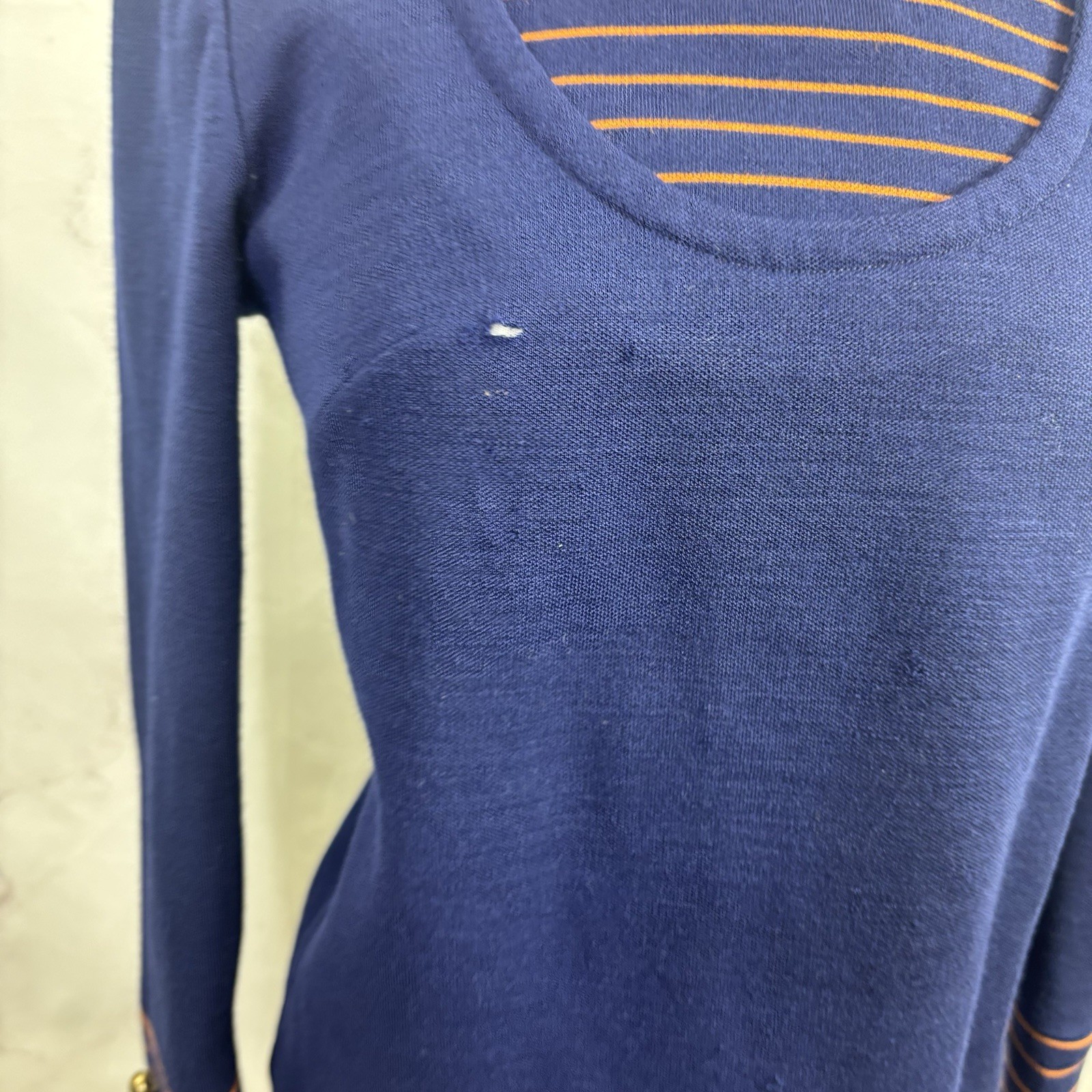 Vintage 60s MOD Nautical Top Blouse Twiggy Mock Neck Black Zip Union S USA Flaw