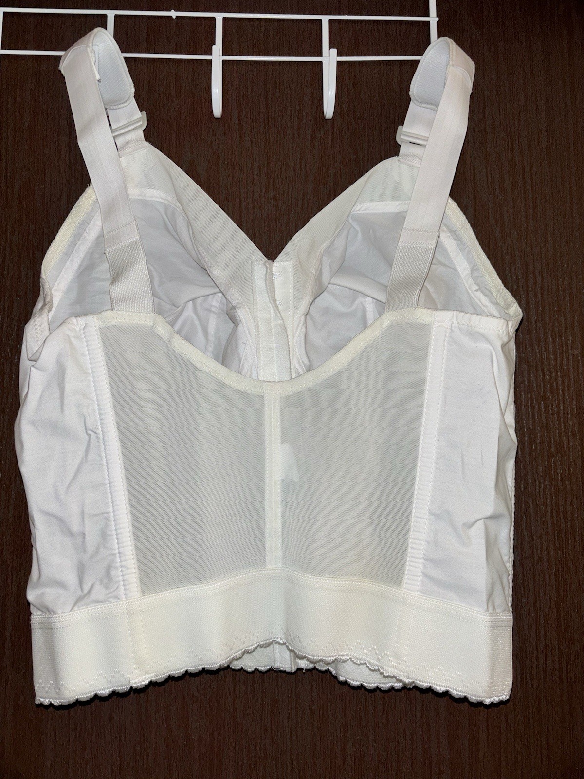 Vintage Sears Longline Bra 38DD Style 48677 White Cotton/Poly Ribs