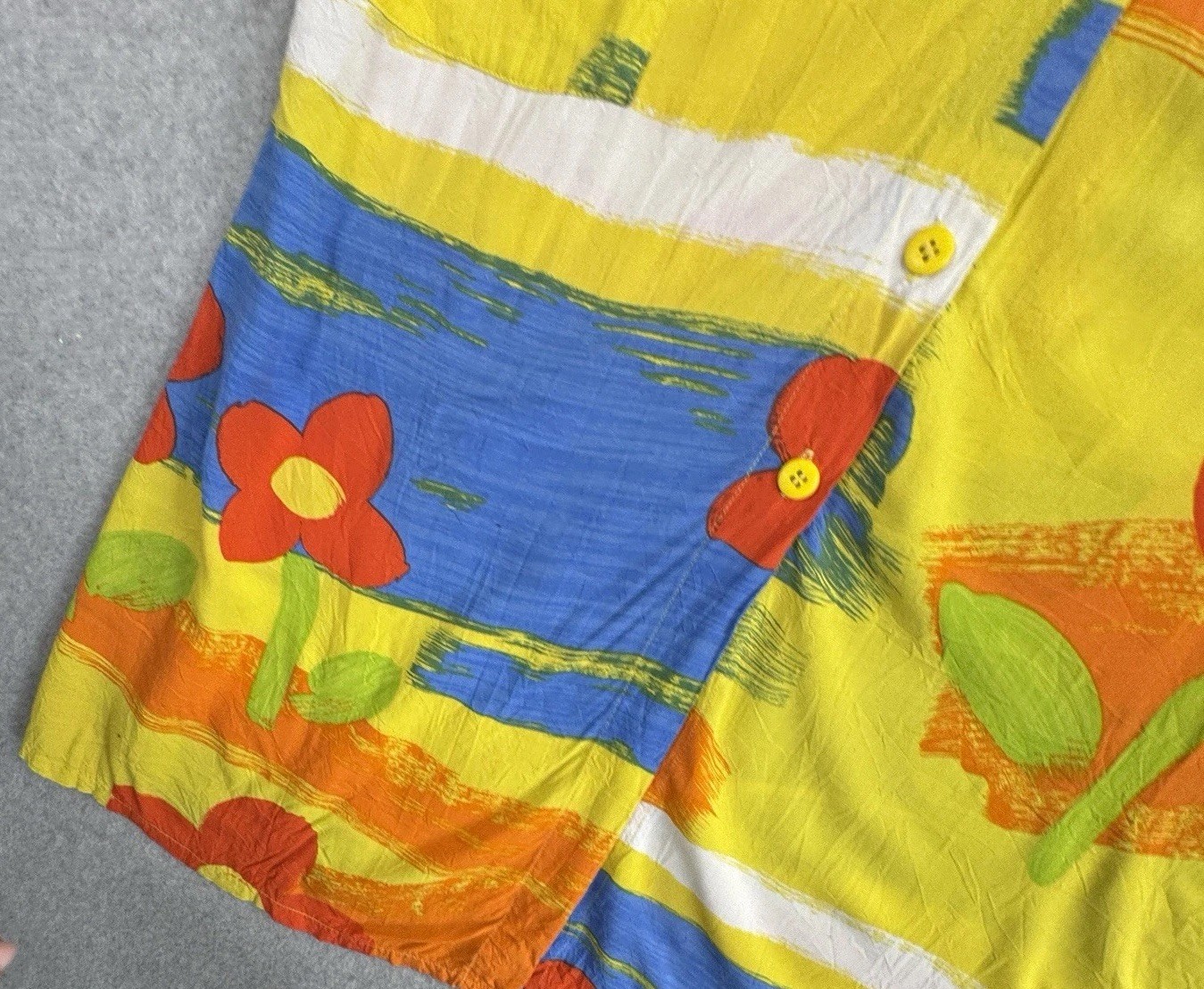 Jams World VTG 90s Floral Colorblock Maxi Dress Button Front Pocket M Bright