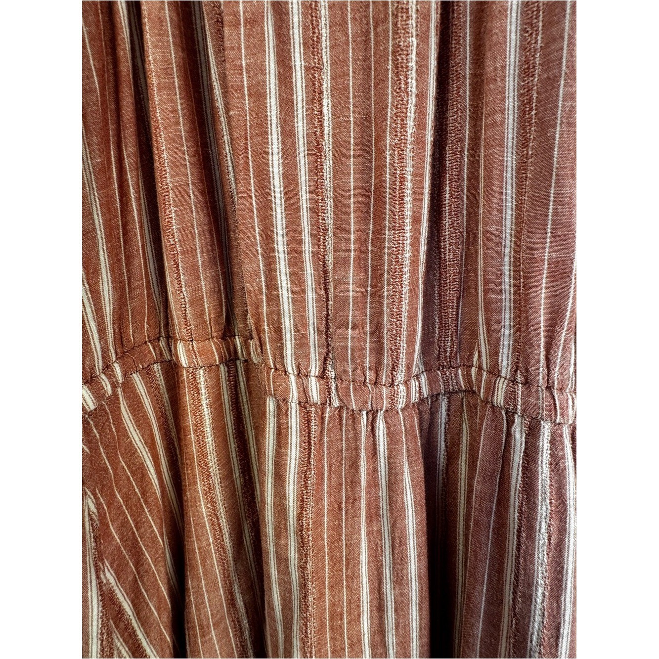 Old Navy Rust Striped Linen Blend Maxi Dress Medium Boho Cottagecore Summer