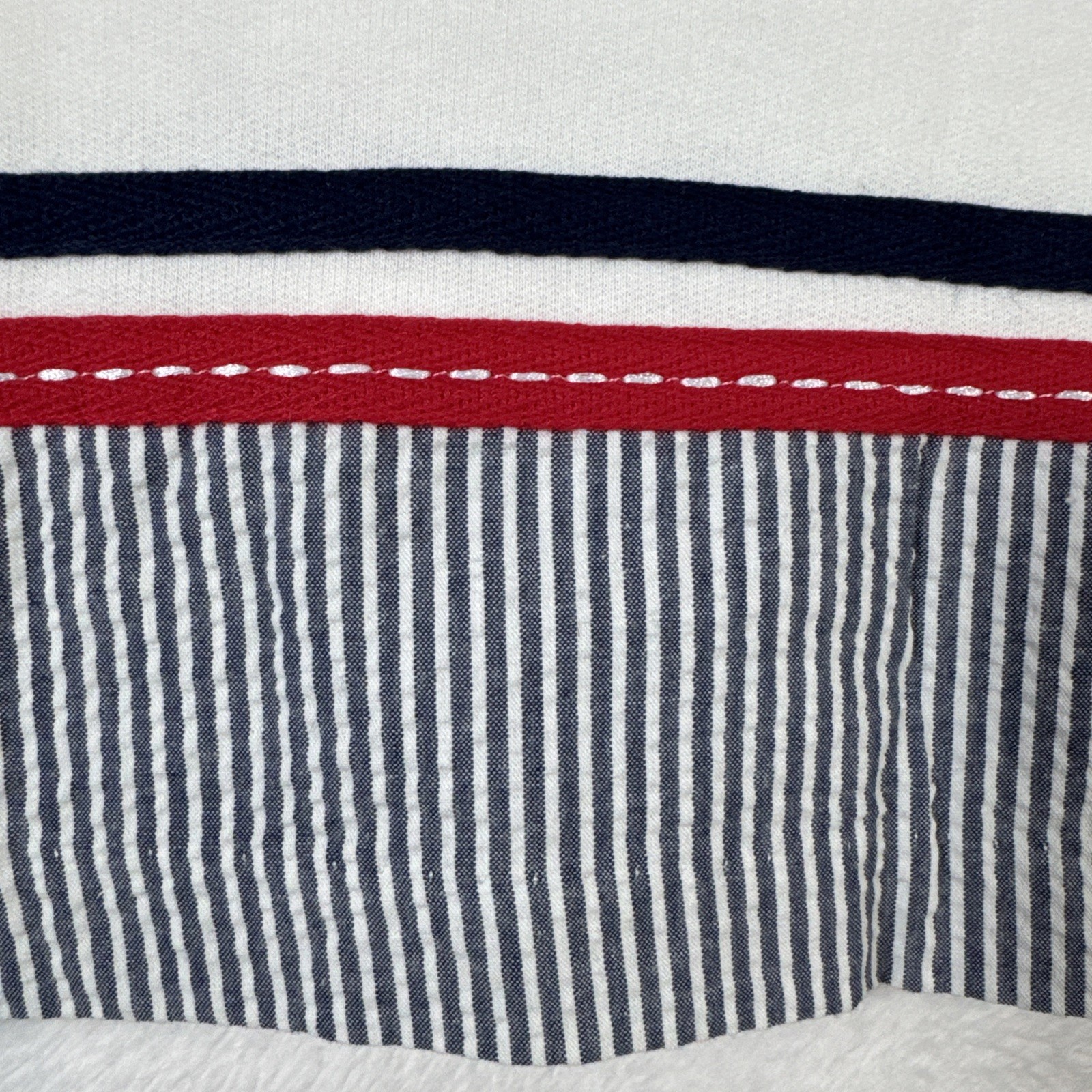 1990s Koret Poly-Cotton Short Sleeve Red White Blue Embroidery Short Sleeve Medu