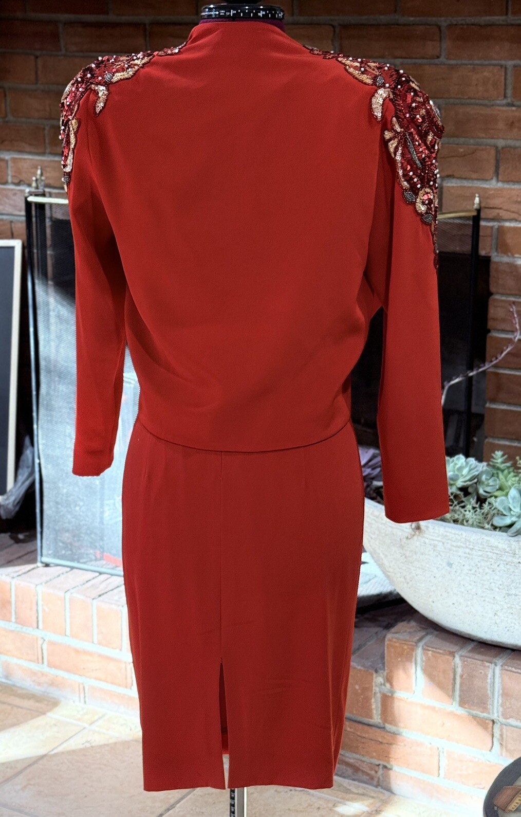 D&rsquo;ore By Della Roufogali Womens Beaded Sequin Red Cardigan & Night Dress Sz 4